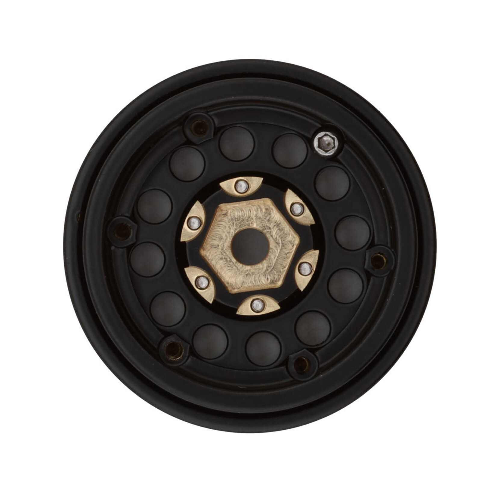 Treal #X0039345J3 Treal Hobby Type A 1.0" 12-Hole Brass Beadlock Wheels (Black) (4) (40g)