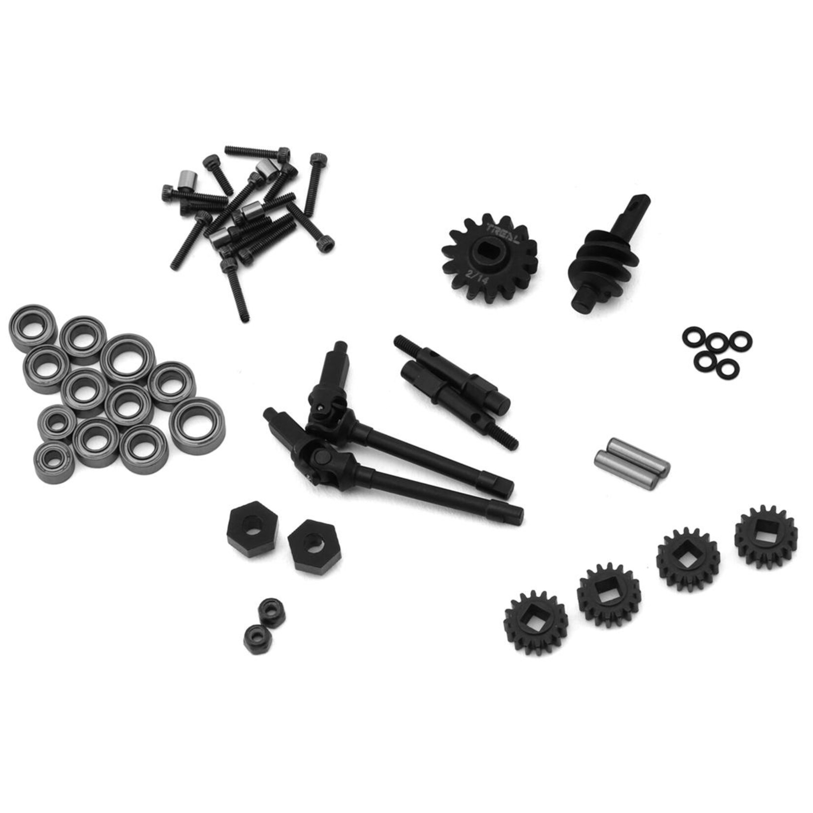 Treal #X003DWBSBN TREAL Aluminum Front Portal Axle Kit for Axial SCX24 (Black)