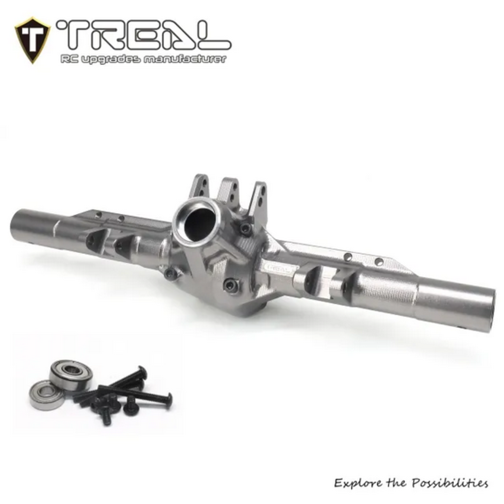 Treal #X003WU1K55 Treal Hobby SCX10 Pro Aluminum Rear Axle (Silver)