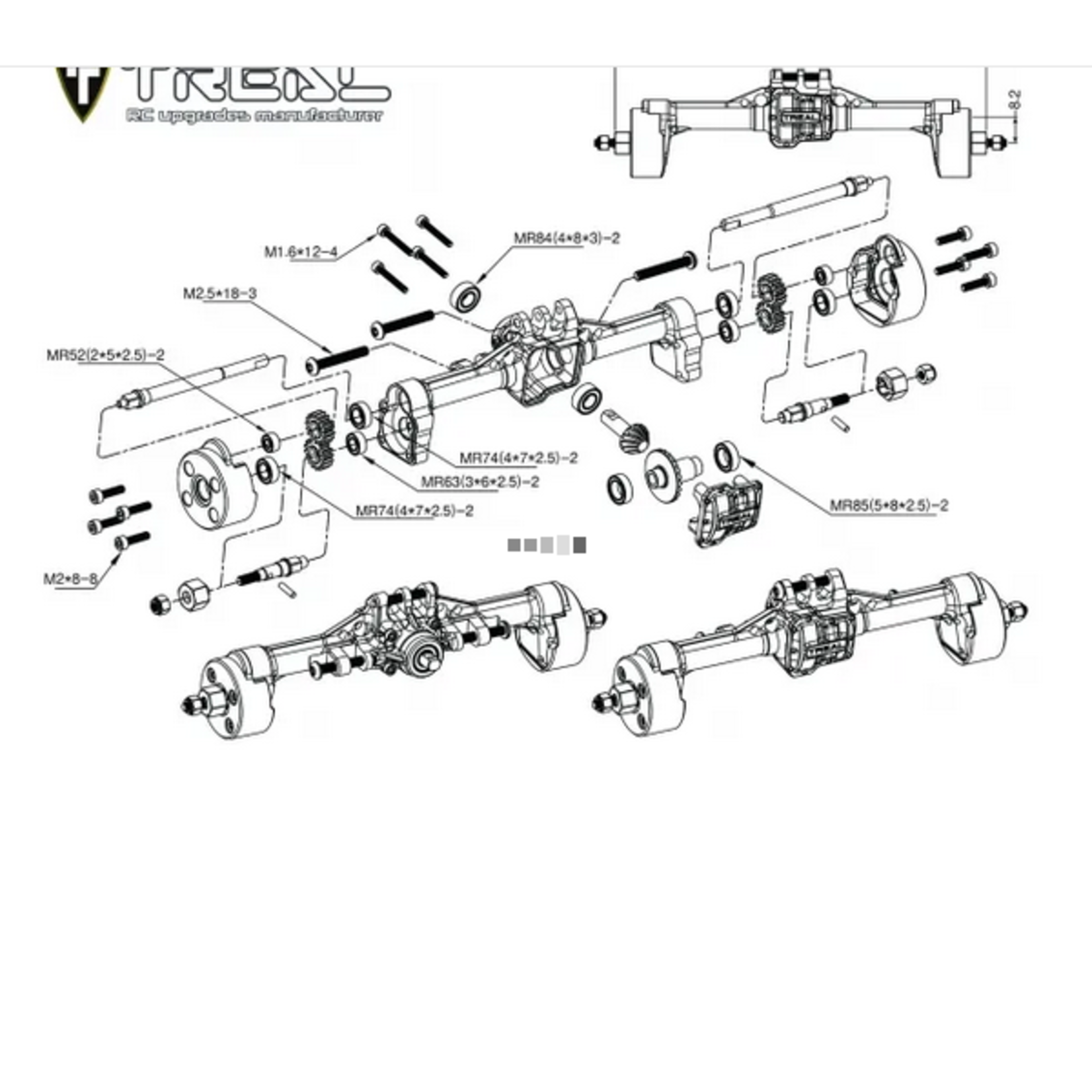 Treal #X003TM0TKX Treal Hobby TRX-4M Aluminum Rear Portal Axle (Silver)