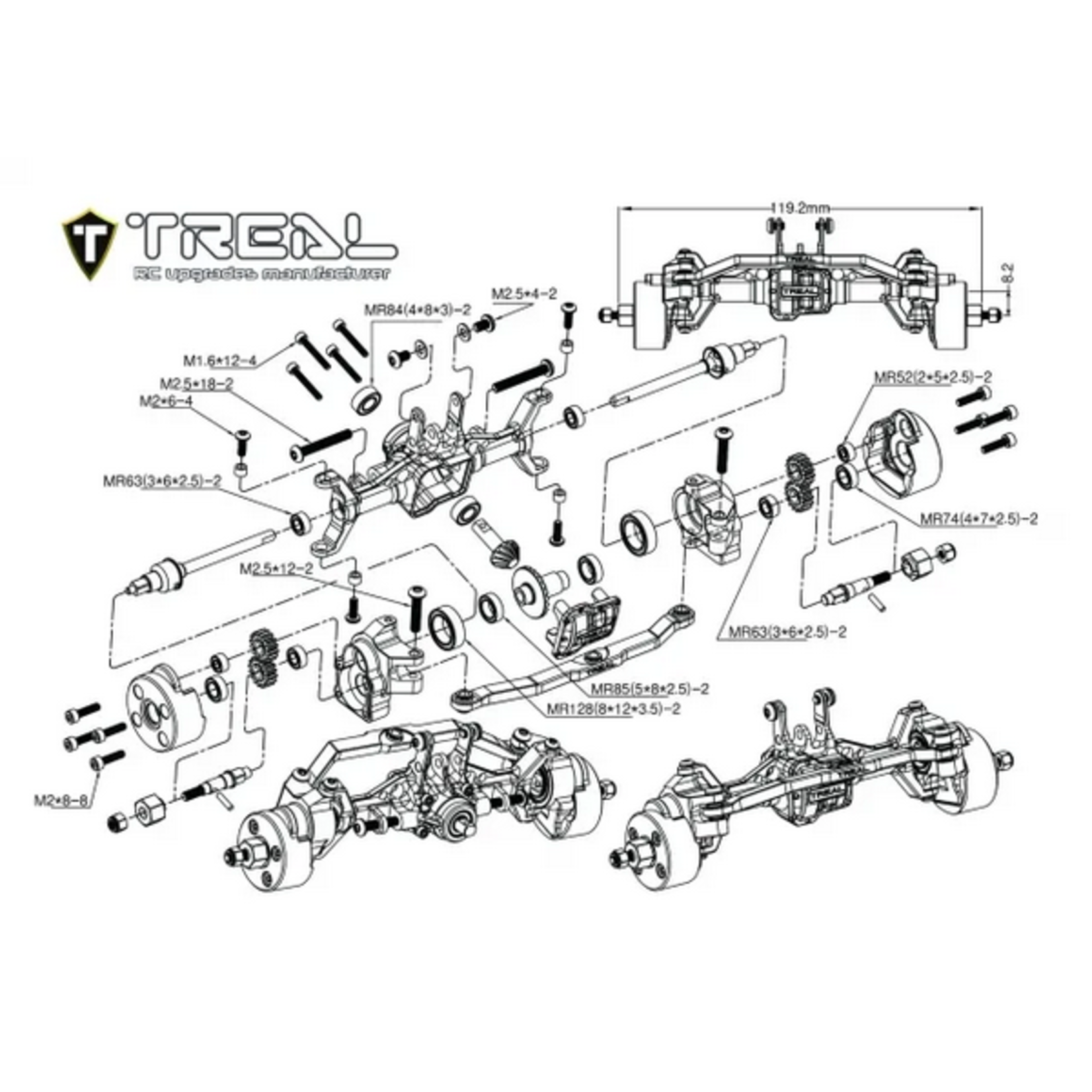 Treal Treal Hobby TRX-4M Aluminum Front Portal Axle (Black) #X003TM0ZKH
