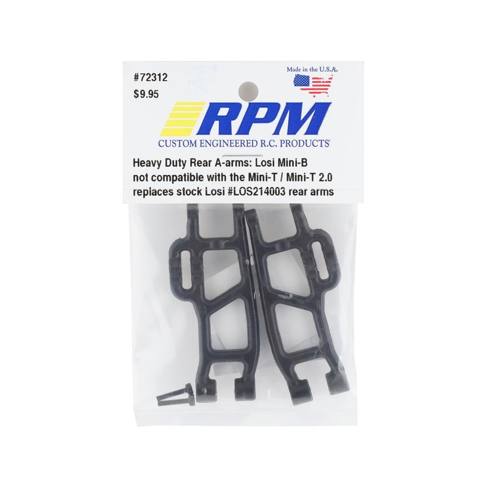 RPM RPM Losi Mini-B 2.0 Heavy Duty Rear A-Arms (Black) #72312