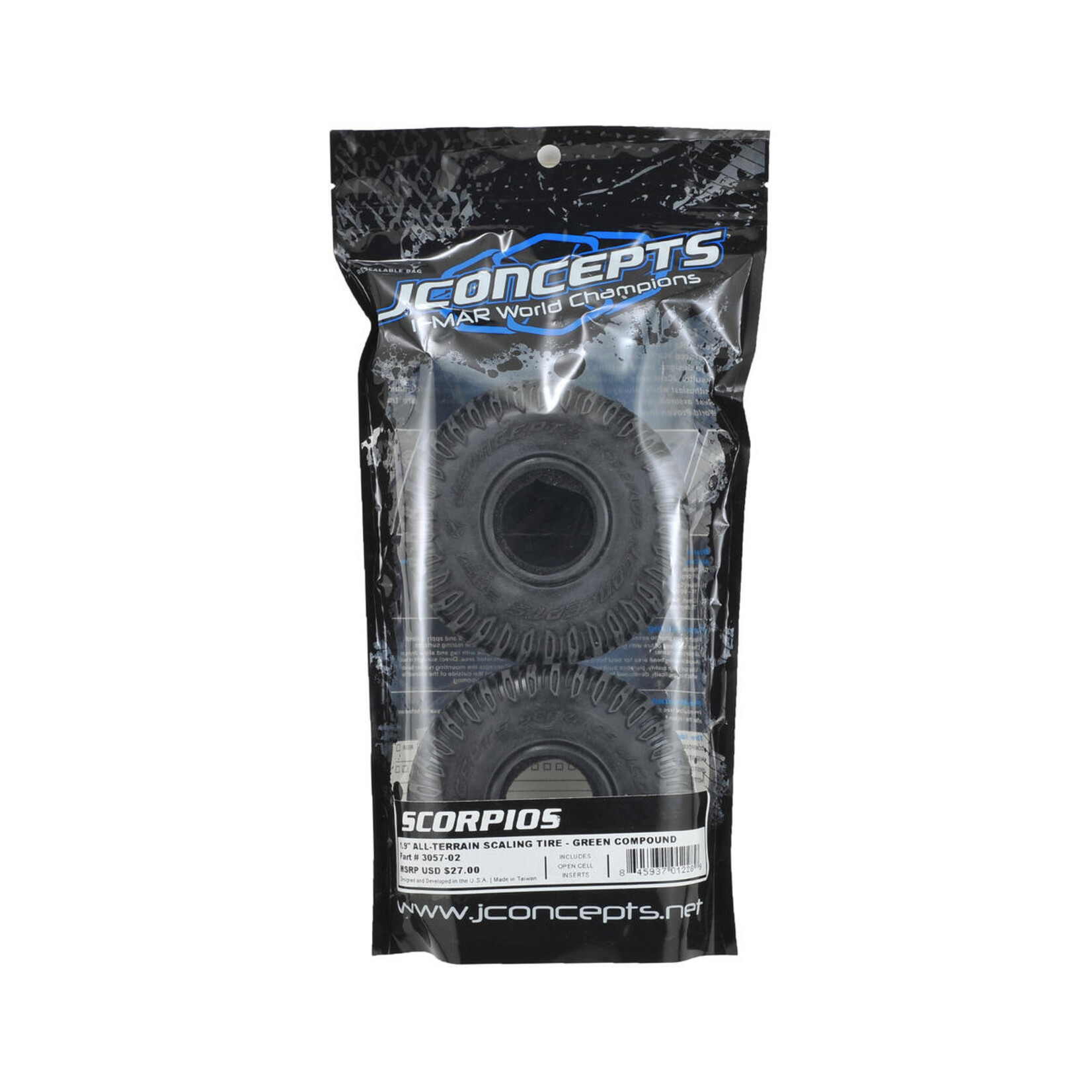 JConcepts #3057-02 JConcepts Scorpios 1.9" All Terrain Tires (2) (Green)