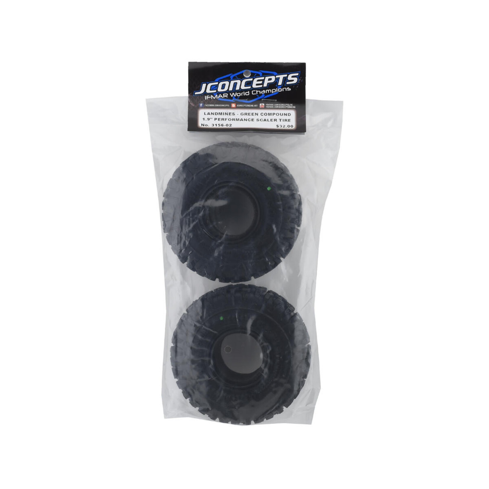 JConcepts #3156-02 JConcepts Landmines 1.9" All Terrain Crawler Tires (2) (Green)