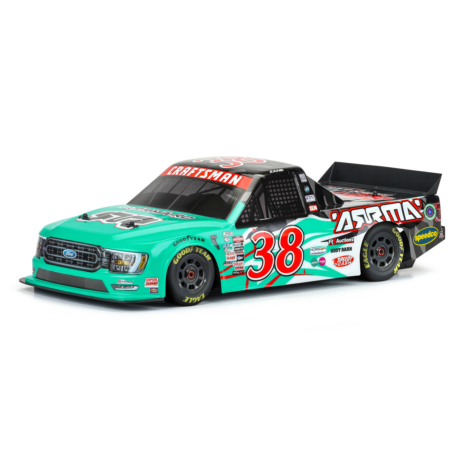 ARRMA #ARA410018  Arrma 1/7 2023 NASCAR Ford F-150 No.38 Infraction 6S Truck Body (Teal)
