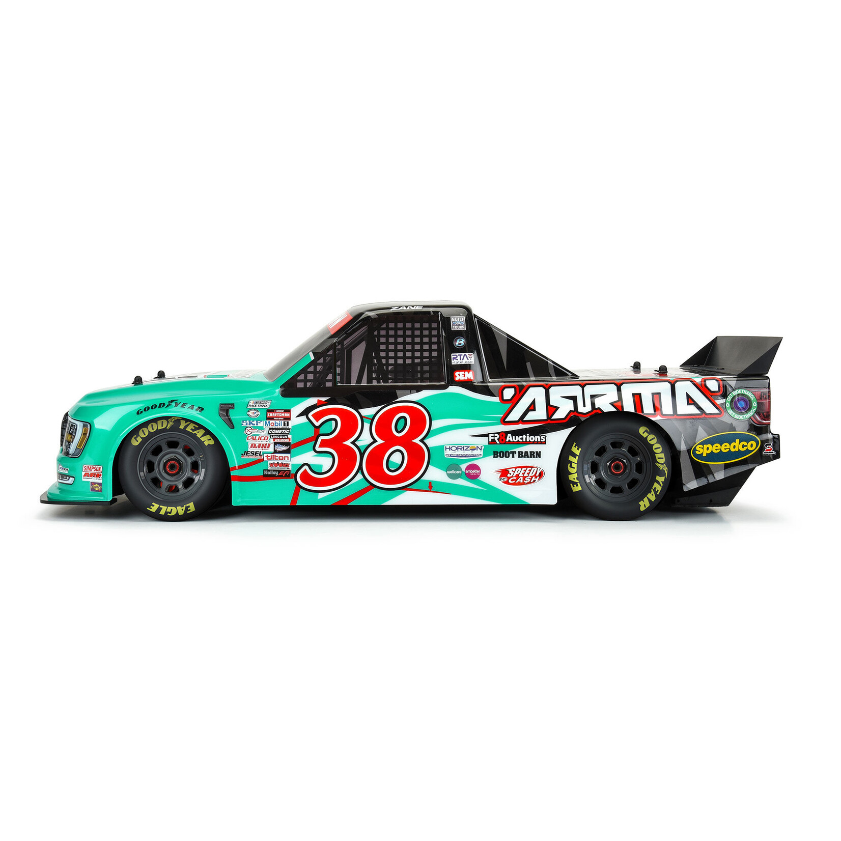 ARRMA #ARA410018  Arrma 1/7 2023 NASCAR Ford F-150 No.38 Infraction 6S Truck Body (Teal)