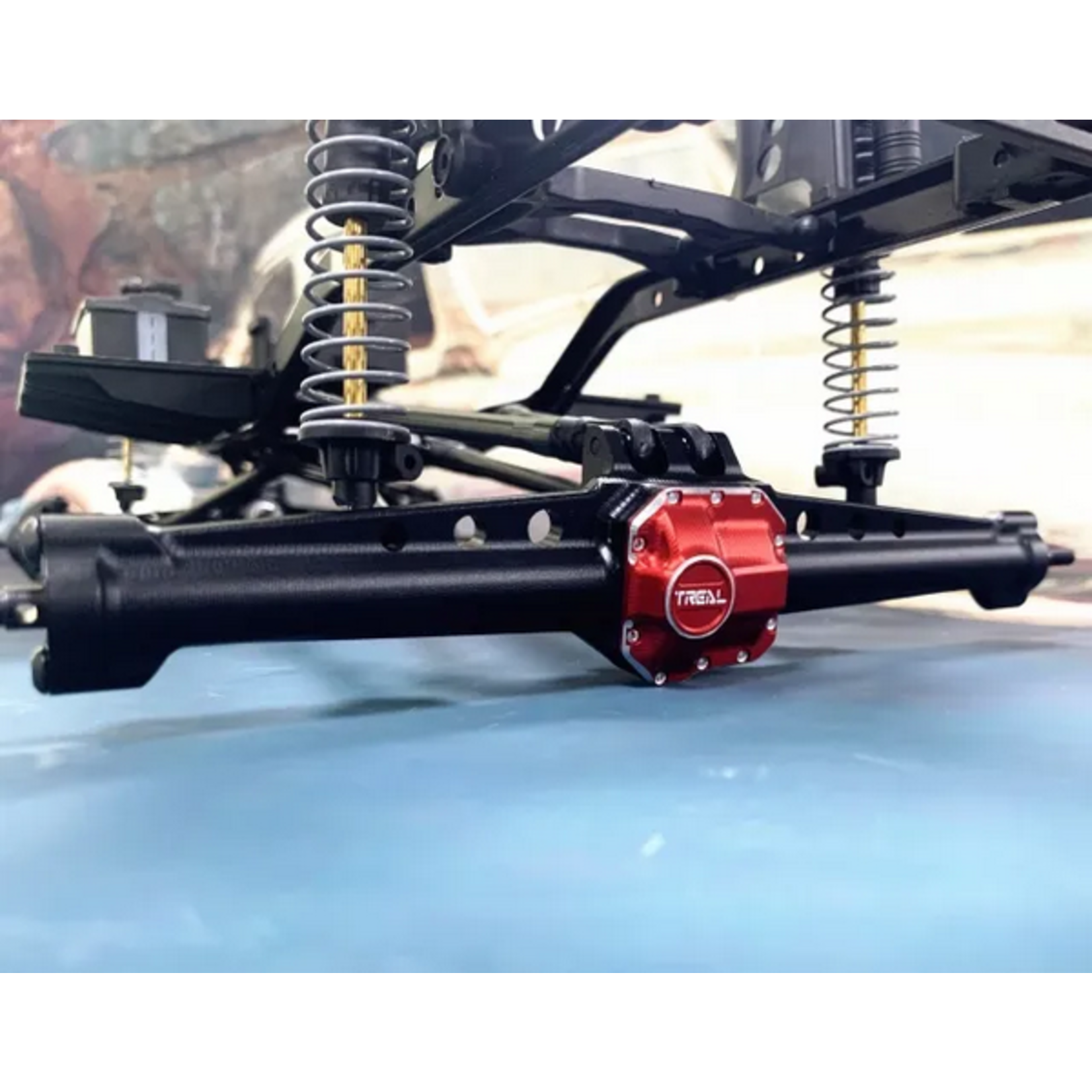 Treal #X002ZIFTH5 Treal Axial SCX10 II AR44 Rear Axle (Black/Red)