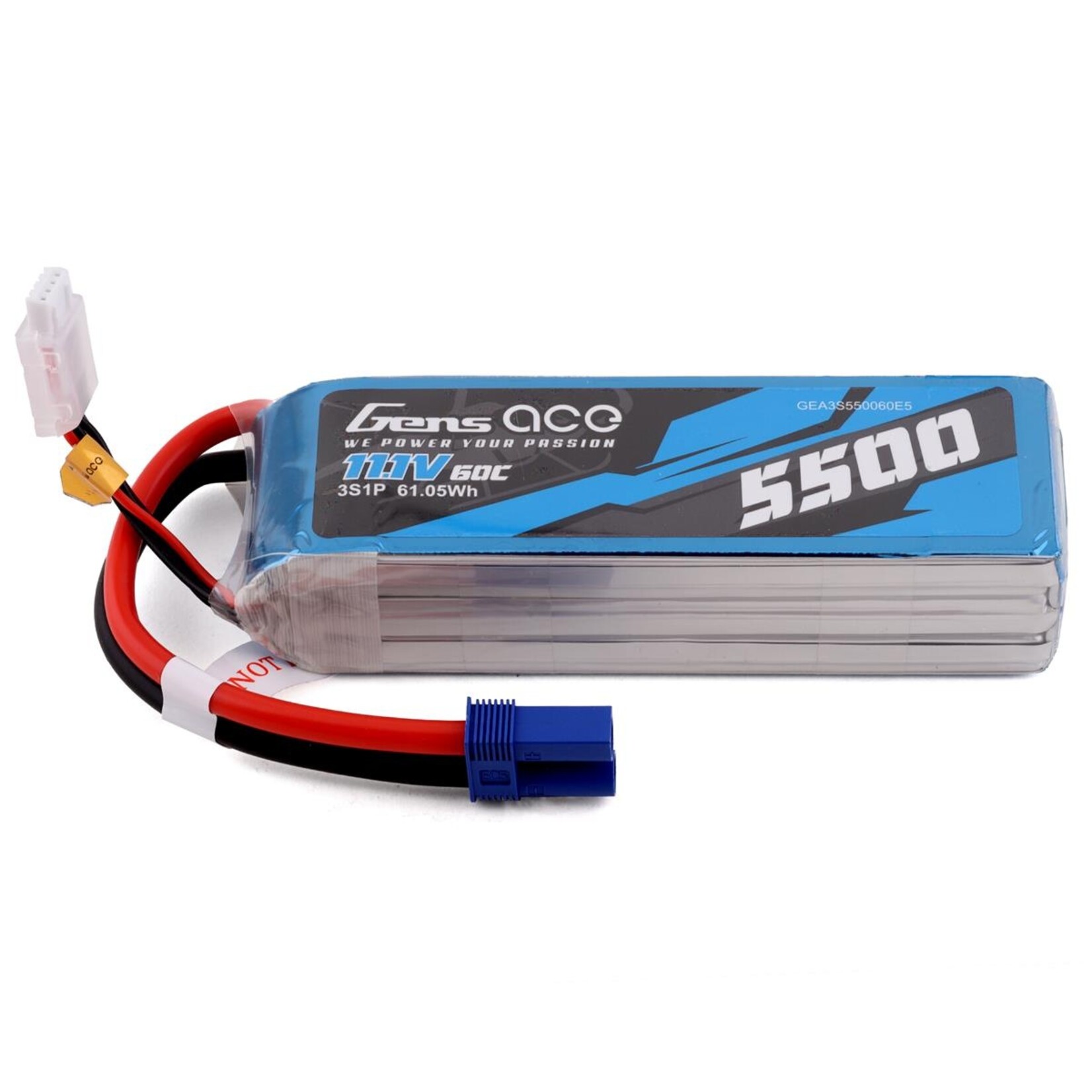 Gens Ace #GEA3S550060E5 Gens Ace 3s LiPo Battery 60C (11.1V/5500mAh) w/EC5 Connector