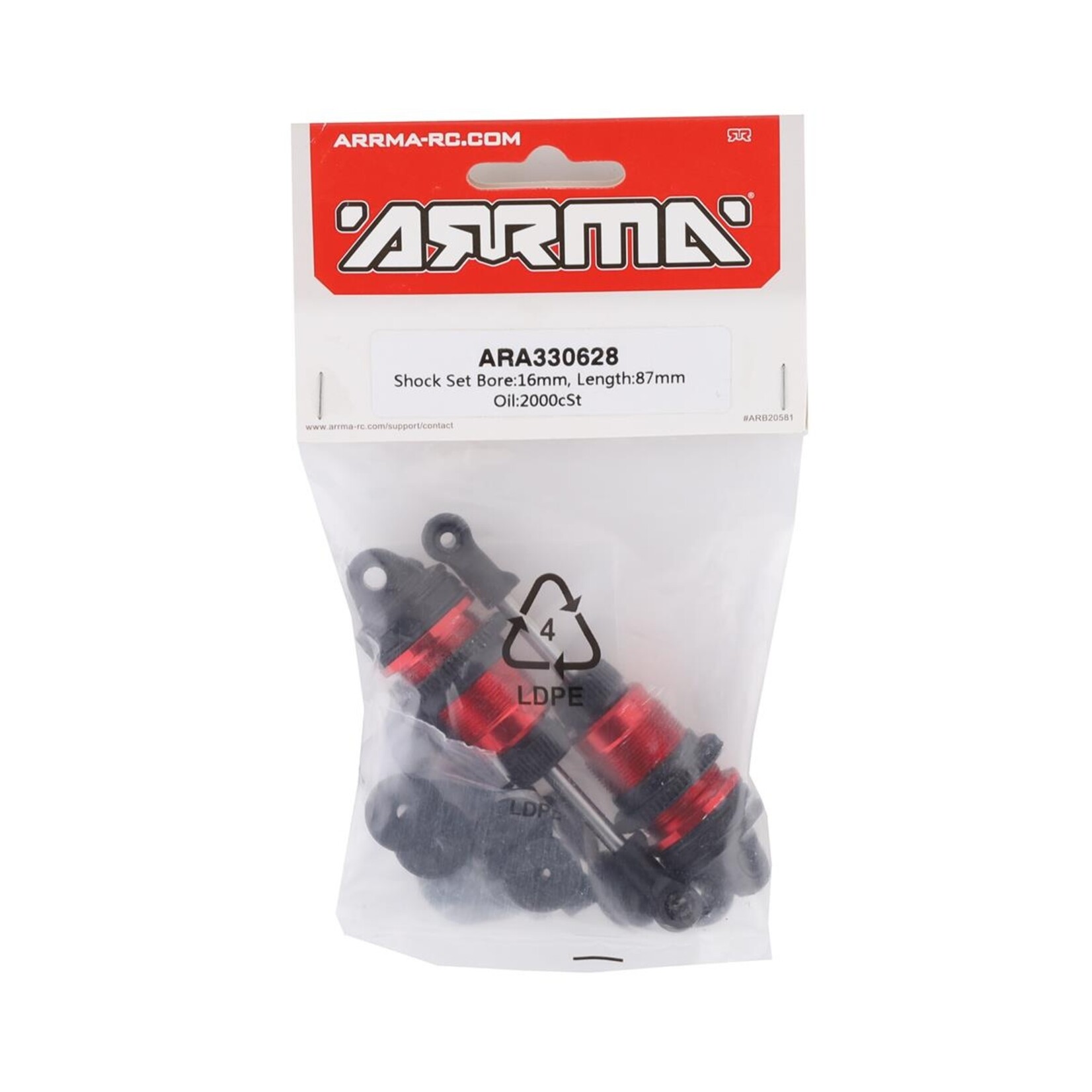 ARRMA #ARA330628  Arrma Infraction/Limitless 87mm Shock Set (2) (16mm Bore)