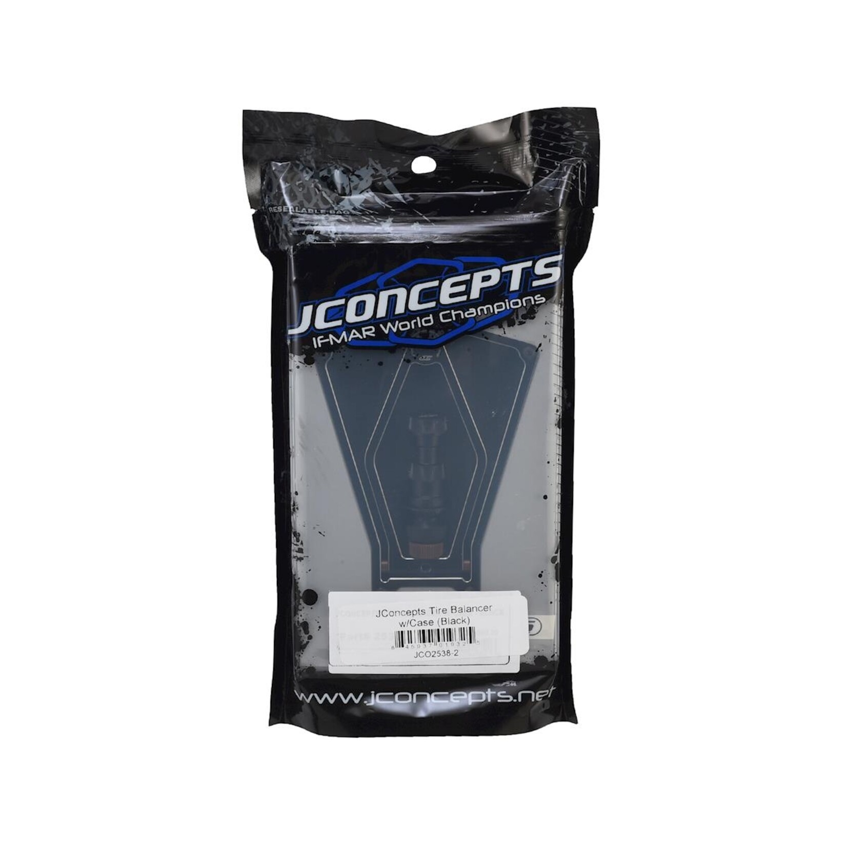 JConcepts #2538-2 JConcepts 1/10 & 1/8 Aluminum Tire Balancer w/Case (Black)