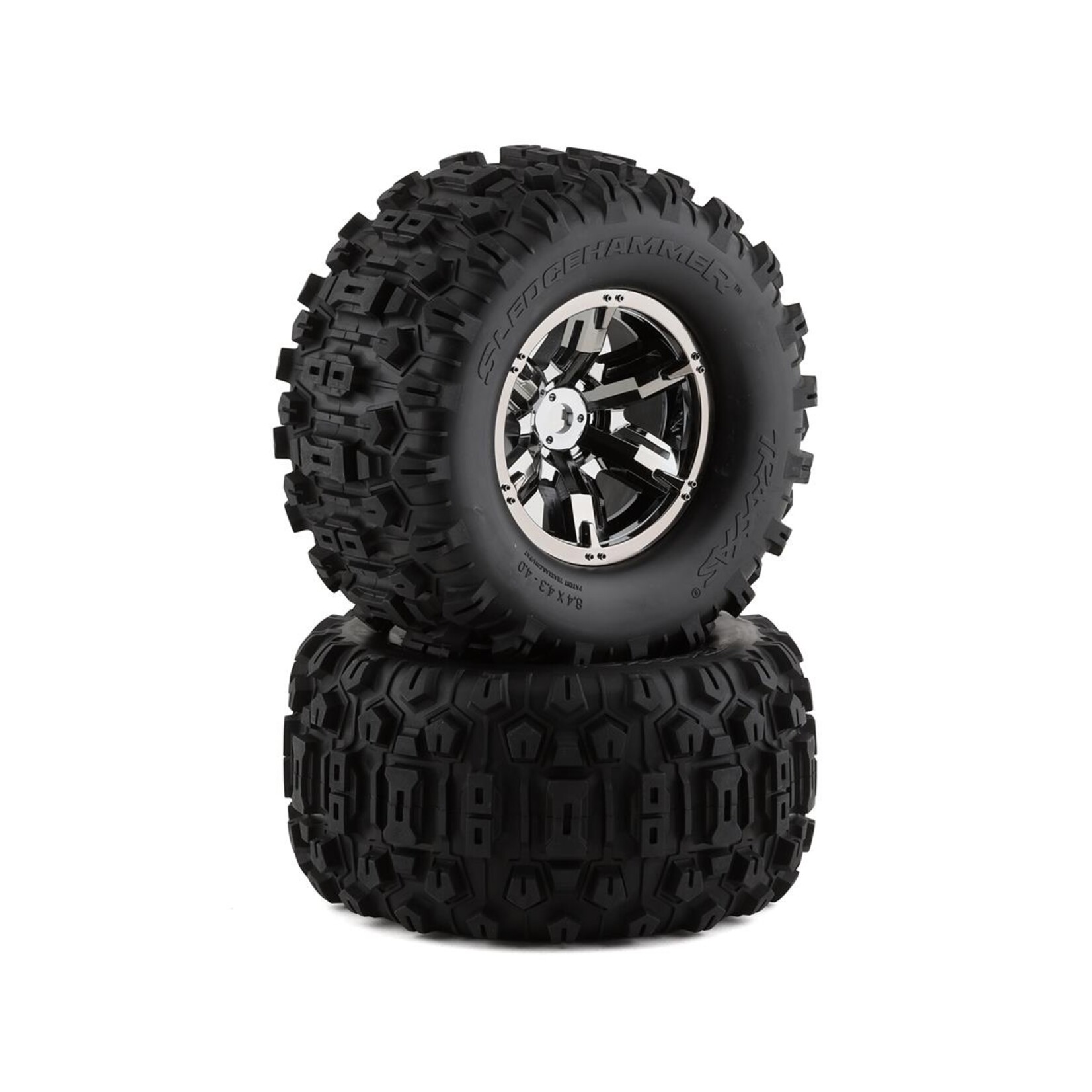Traxxas #7774A Traxxas X-Maxx Sledgehammer Pre-Mounted Tires w/17mm Hex (Black Chrome)