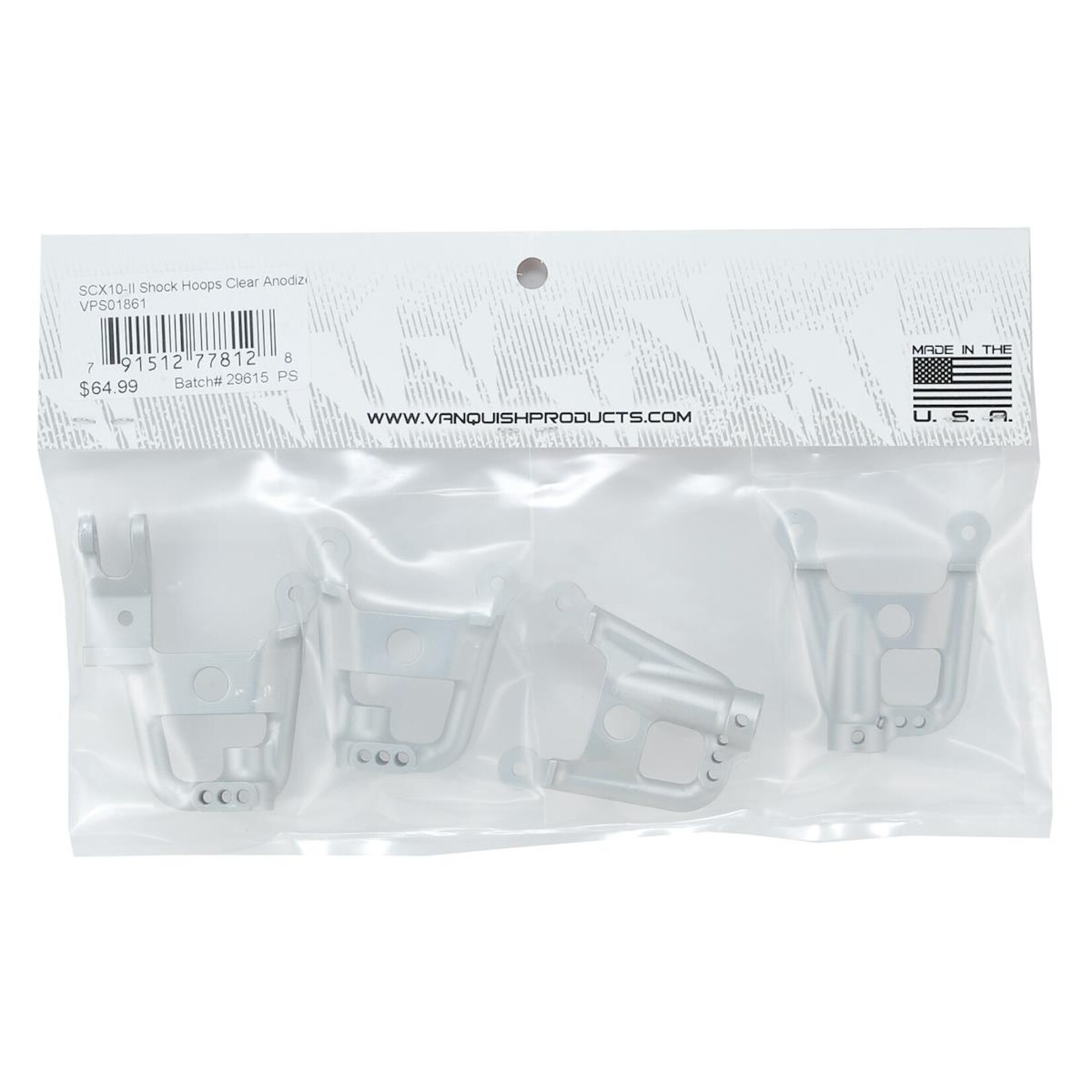 Vanquish Products #VPS01861 Vanquish Products SCX10 II Shock Hoops (Silver)