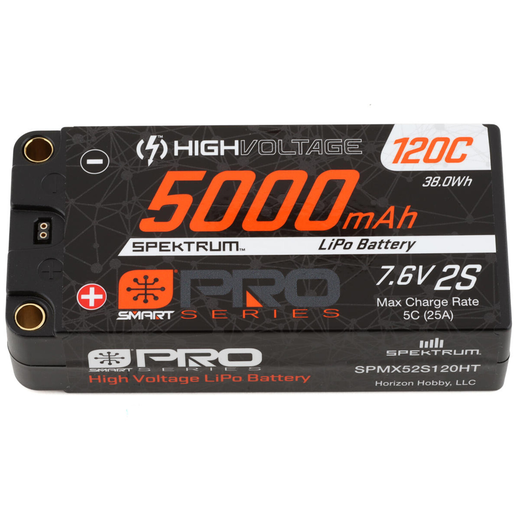 Spektrum Spektrum RC 2S Hard Case LiPo 120C Shorty LiPo Battery (7.6V/5000mAh) w/5mm Bullets #SPMX52S120HT