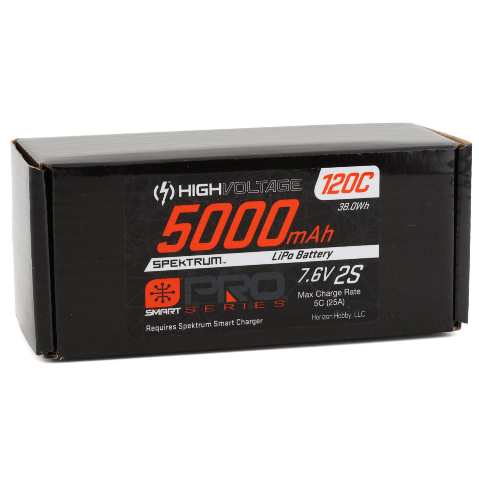 Spektrum #SPMX52S120HT Spektrum RC 2S Hard Case LiPo 120C Shorty LiPo Battery (7.6V/5000mAh) w/5mm Bullets