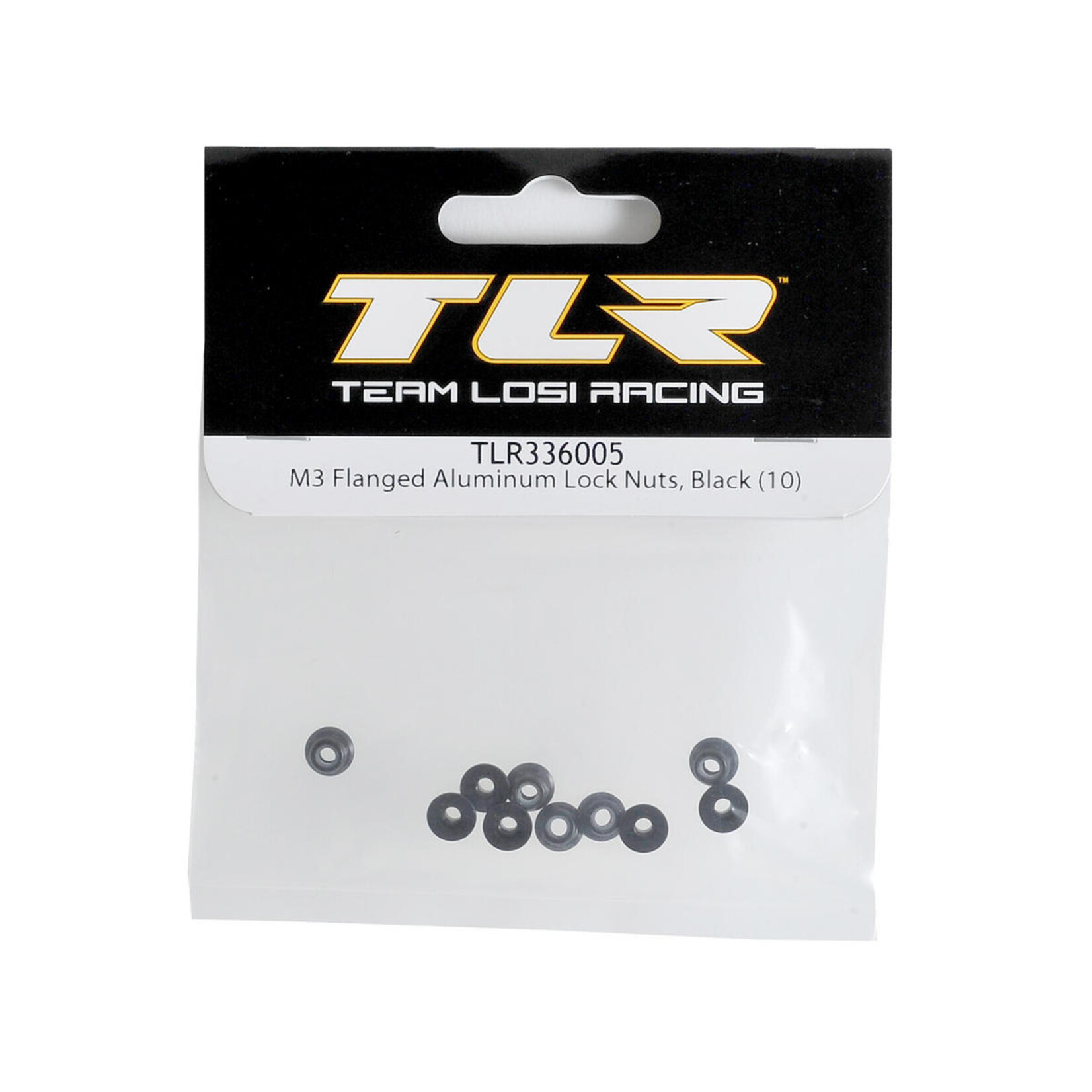 TLR Team Losi Racing 3mm Flanged Aluminum Locknuts (10) (Black) #TLR336005