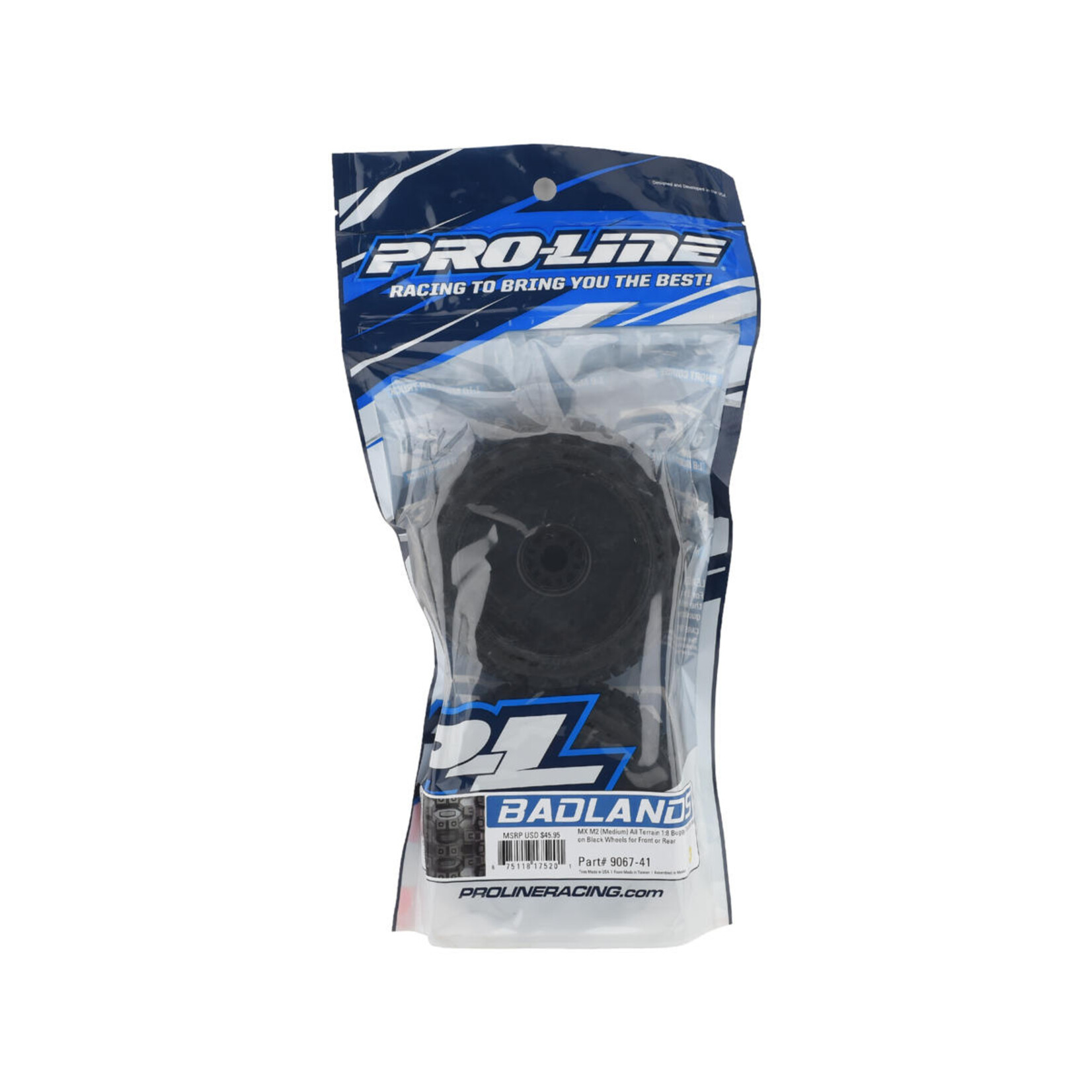 Pro-Line #906741 Pro-Line Badlands MX Pre-Mounted 1/8 Buggy Tires (Black) (2) (M2) w/Velocity V2 Wheel