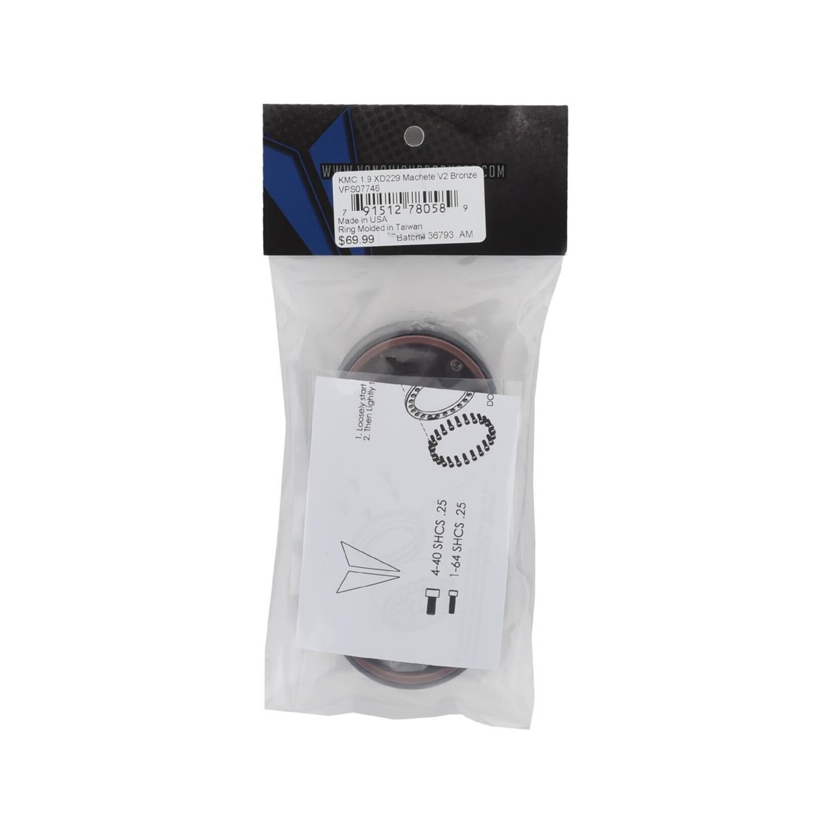 Vanquish Products #VPS07746 Vanquish Products KMC XD229 Machete V2 1.9" Beadlock Crawler Wheels (Bronze) (2)