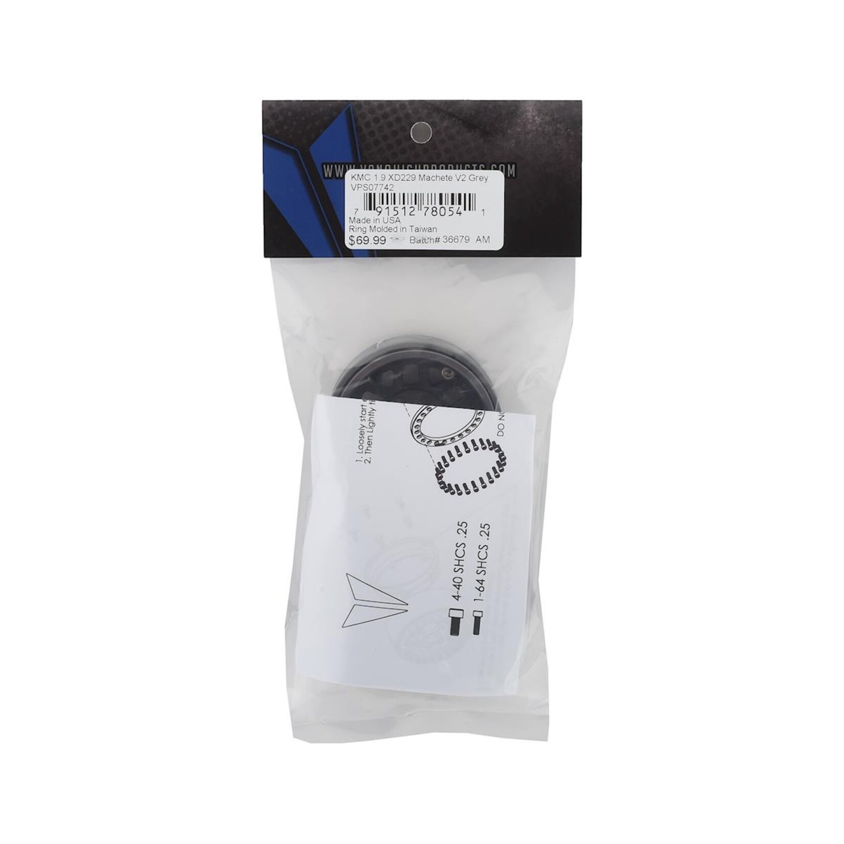 Vanquish Products #VPS07742 Vanquish Products KMC XD229 Machete V2 1.9" Beadlock Crawler Wheels (Grey) (2)