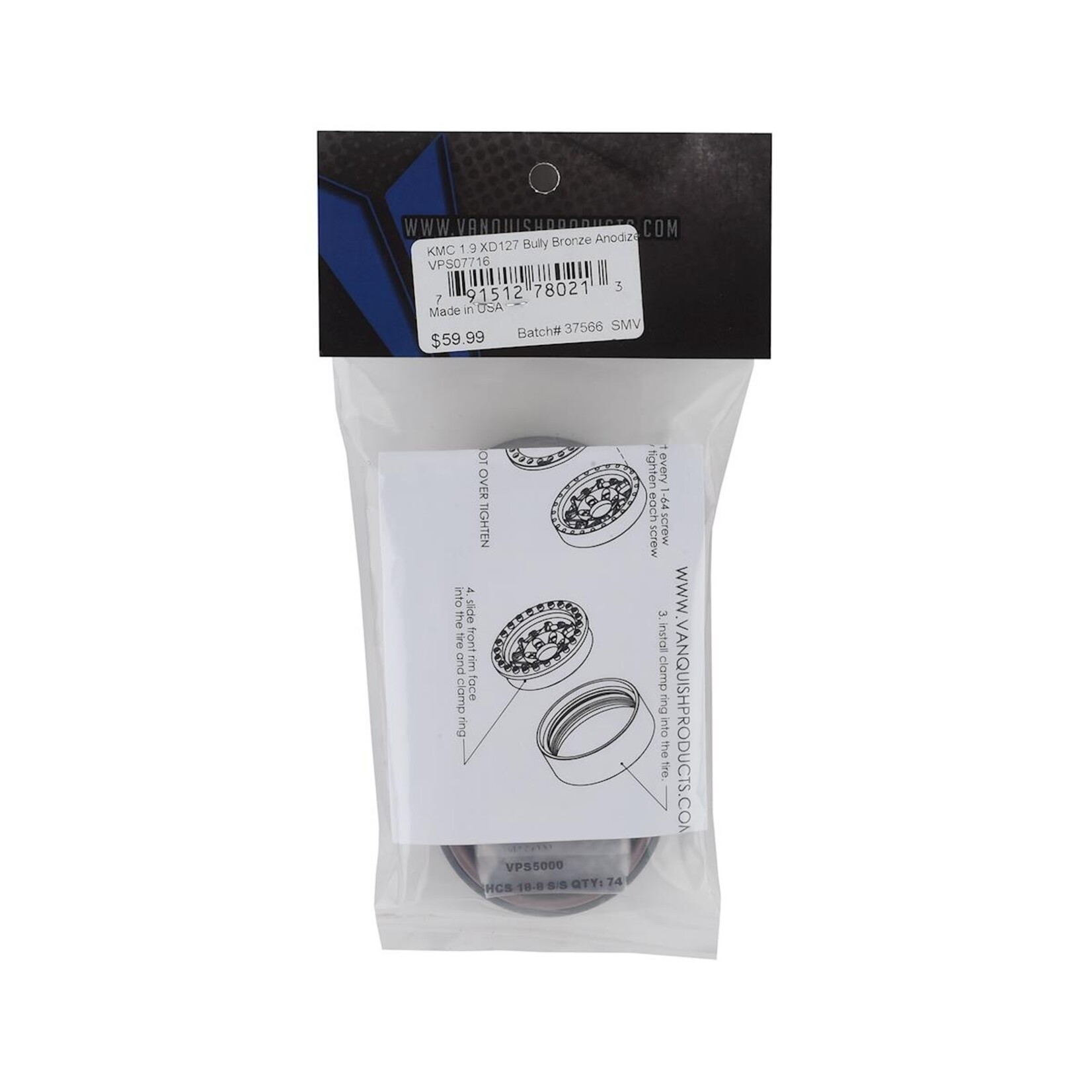 Vanquish Products #VPS07716 Vanquish Products KMC XD127 Bully 1.9" Beadlock Crawler Wheels (Bronze) (2)