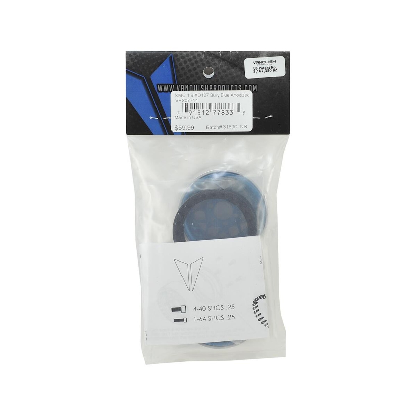 Vanquish Products Vanquish Products KMC XD127 Bully 1.9 Beadlock Crawler Wheels (Blue) (2) #VPS07714