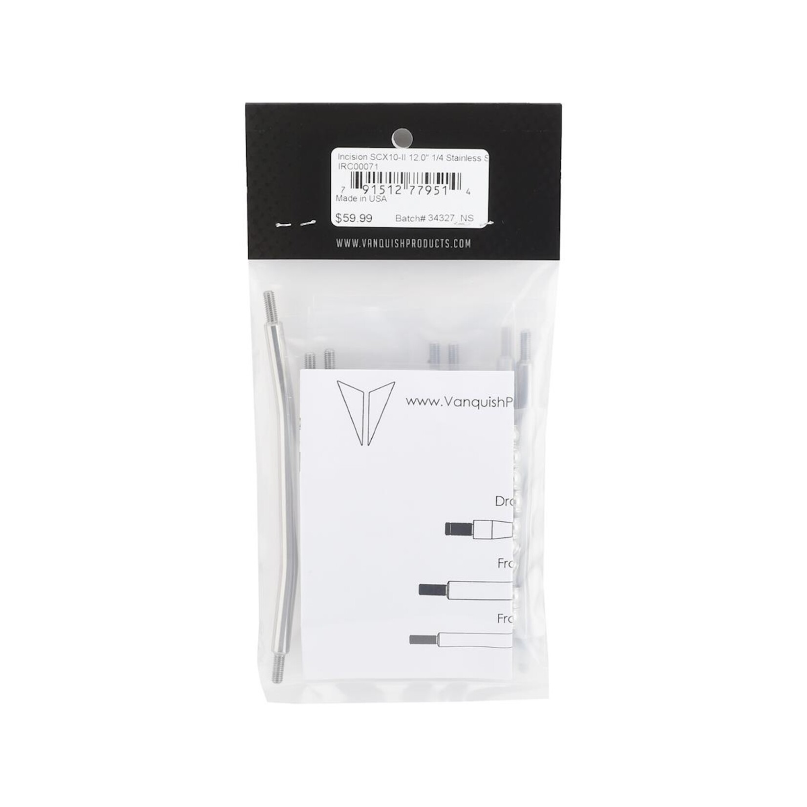 Incision #IRC00071 Incision Wraith 1.9/SCX10 II 12" Wheelbase 1/4" Stainless Steel Link Kit