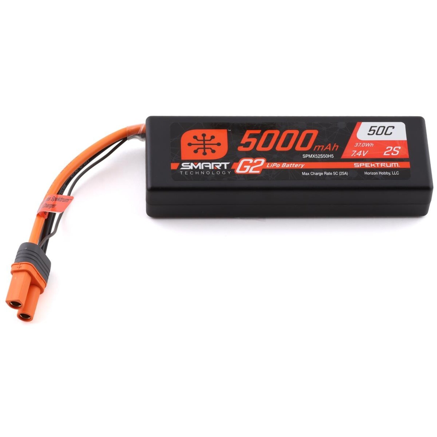 Spektrum #SPMX52S50H5 Spektrum RC 2S Smart LiPo 50C Hard Case Battery Pack (7.4V/5000mAh) w/IC5 Connector