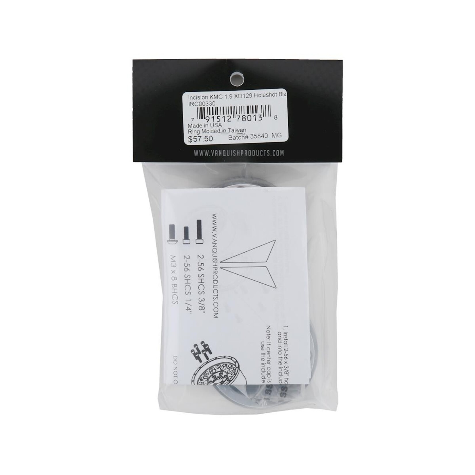 Incision #IRC00330 Incision KMC 1.9" XD129 Holeshot Crawler Wheel (Black) (2)