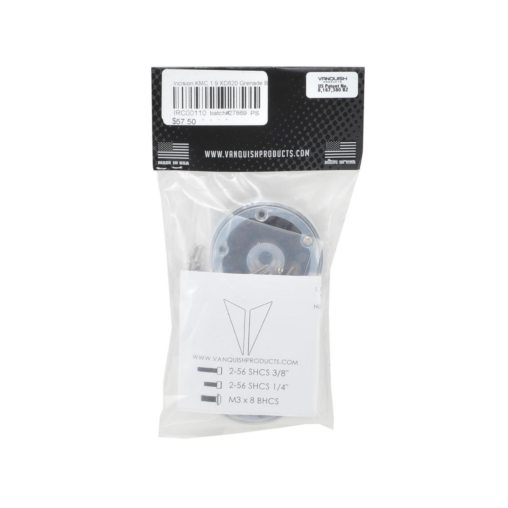 Incision #IRC00110 Incision KMC 1.9" XD820 Grenade Wheels (2) (Black)