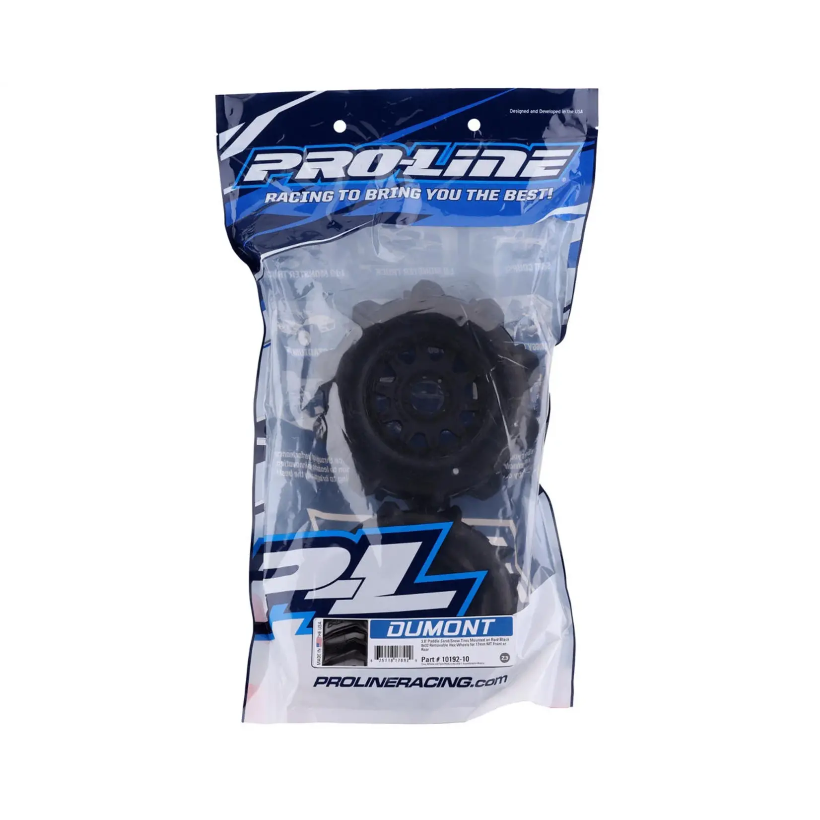 Pro-Line #10192-10 Pro-Line Dumont 3.8" Pre-Mounted Truck Tires (2) (Black) (Z3) w/Raid 8x32 Removable Hex Wheels