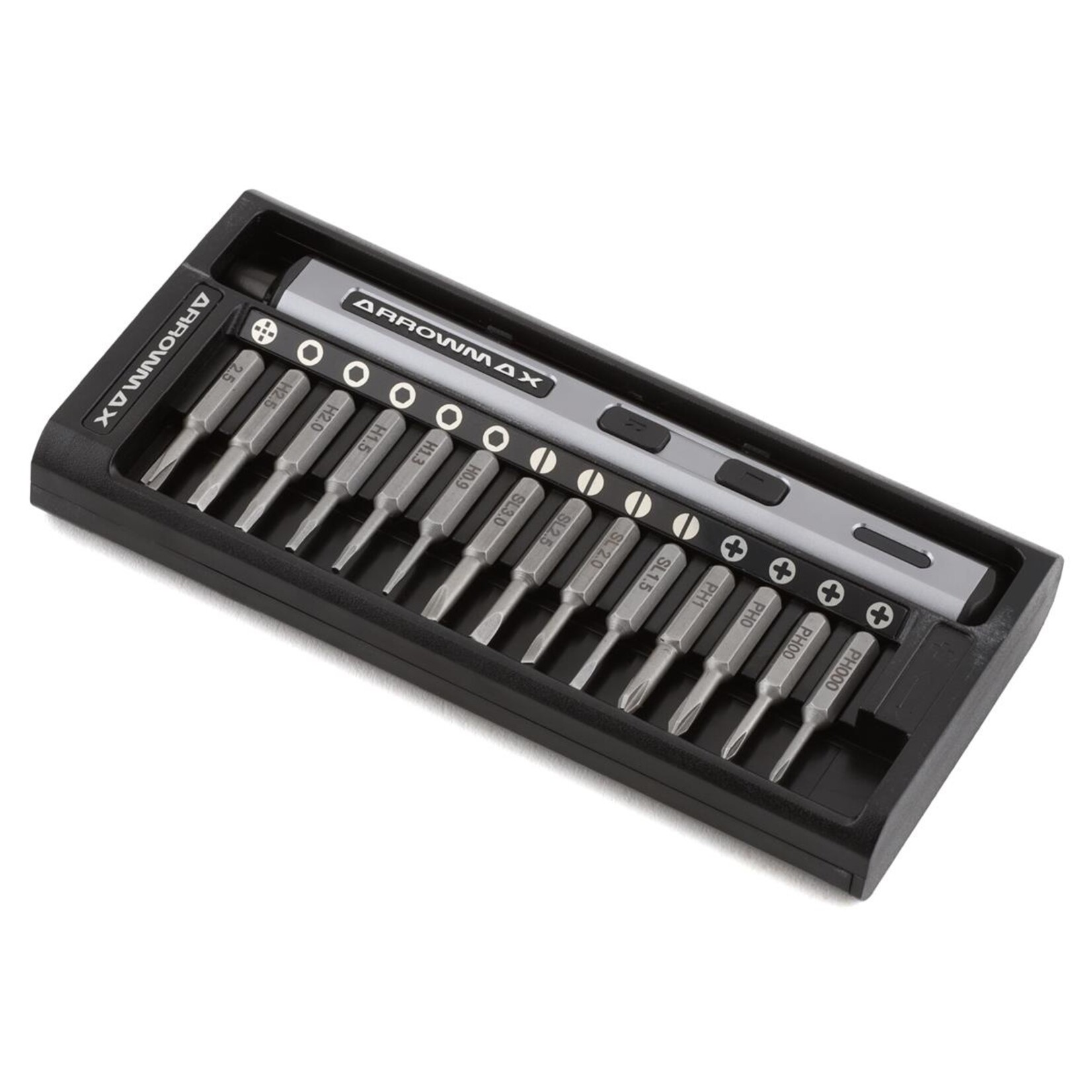 AM Arrowmax AM199911G  AM Arrowmax SES 28-Piece Mini Electric Screwdriver w/Aluminum Case (Space Grey)