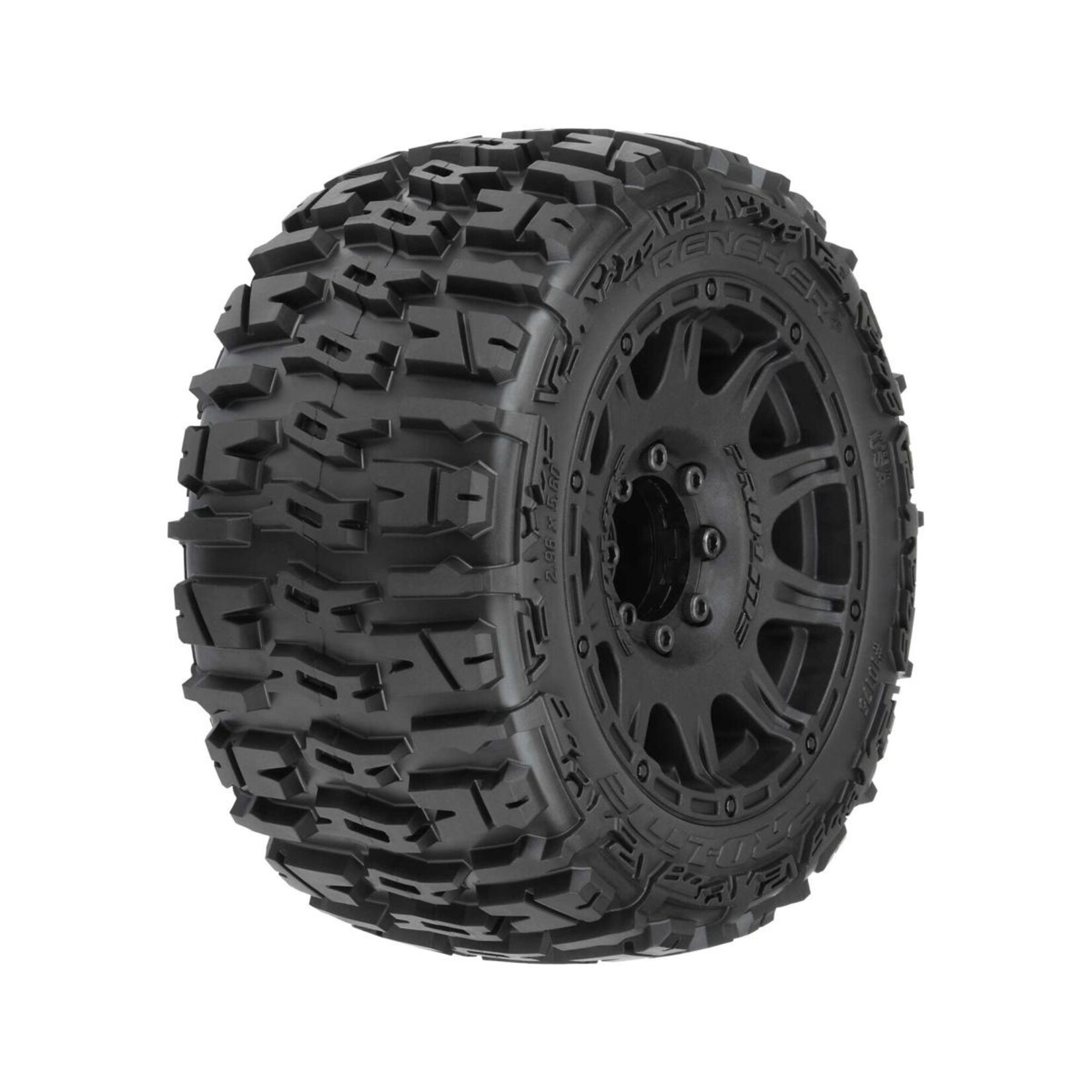 Pro-Line #PRO1017510  Pro-Line Trencher LP 3.8" Pre-Mounted Truck Tires (2) (Black) (M2) w/Raid 8x32 Removable Hex Wheels