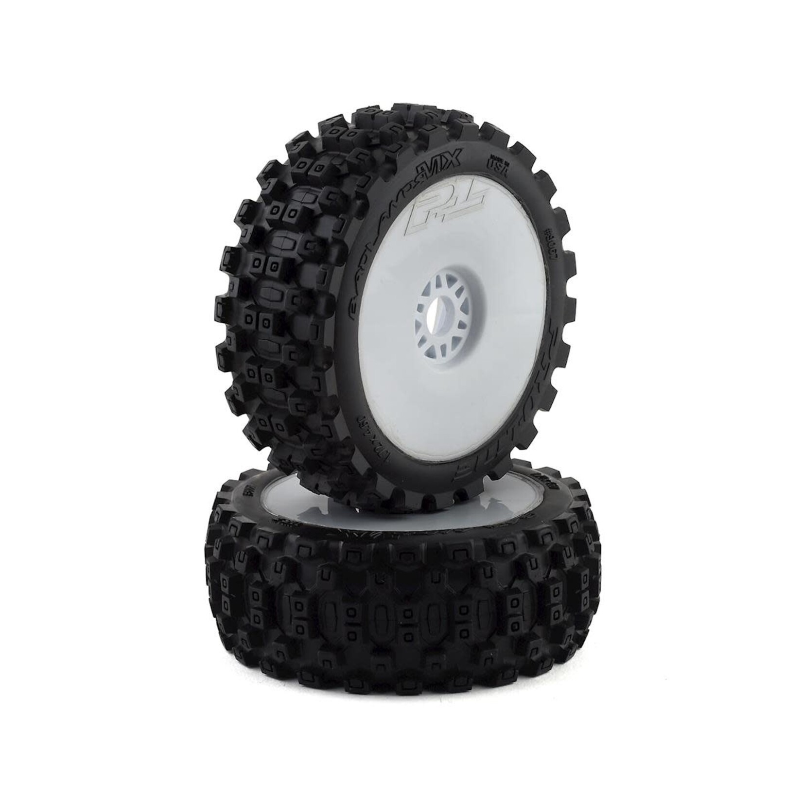 Pro-Line #906731 Pro-Line Badlands MX Pre-Mounted 1/8 Buggy Tires (White) (2) (M2) w/Velocity V2 Wheel