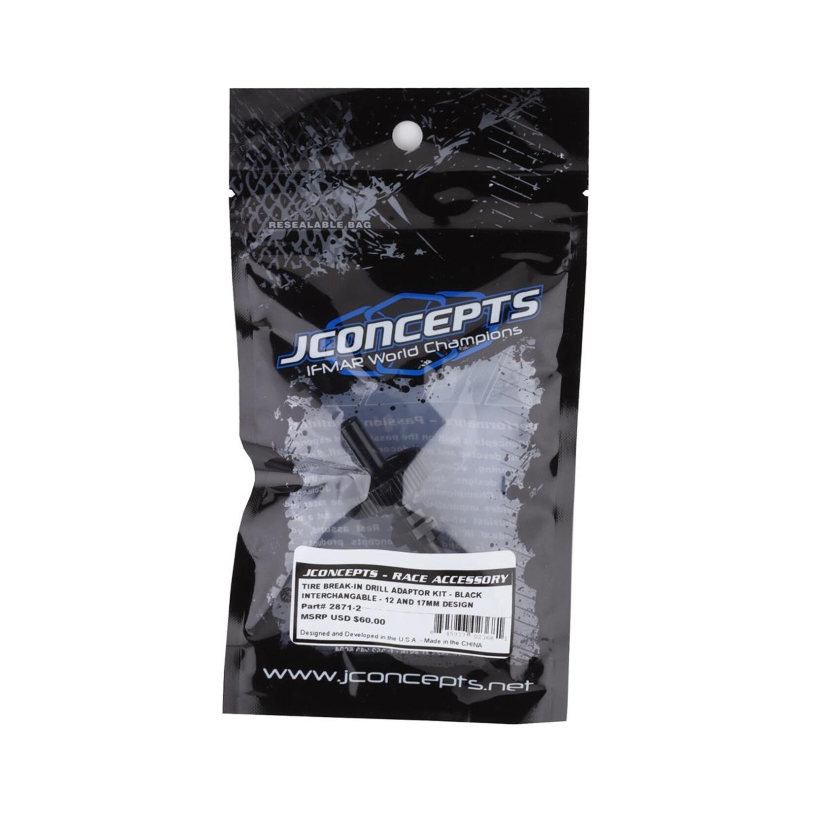 JConcepts #2871-2 JConcepts Tire Break-In Drill Adaptor Kit (Black) (12mm/17mm)