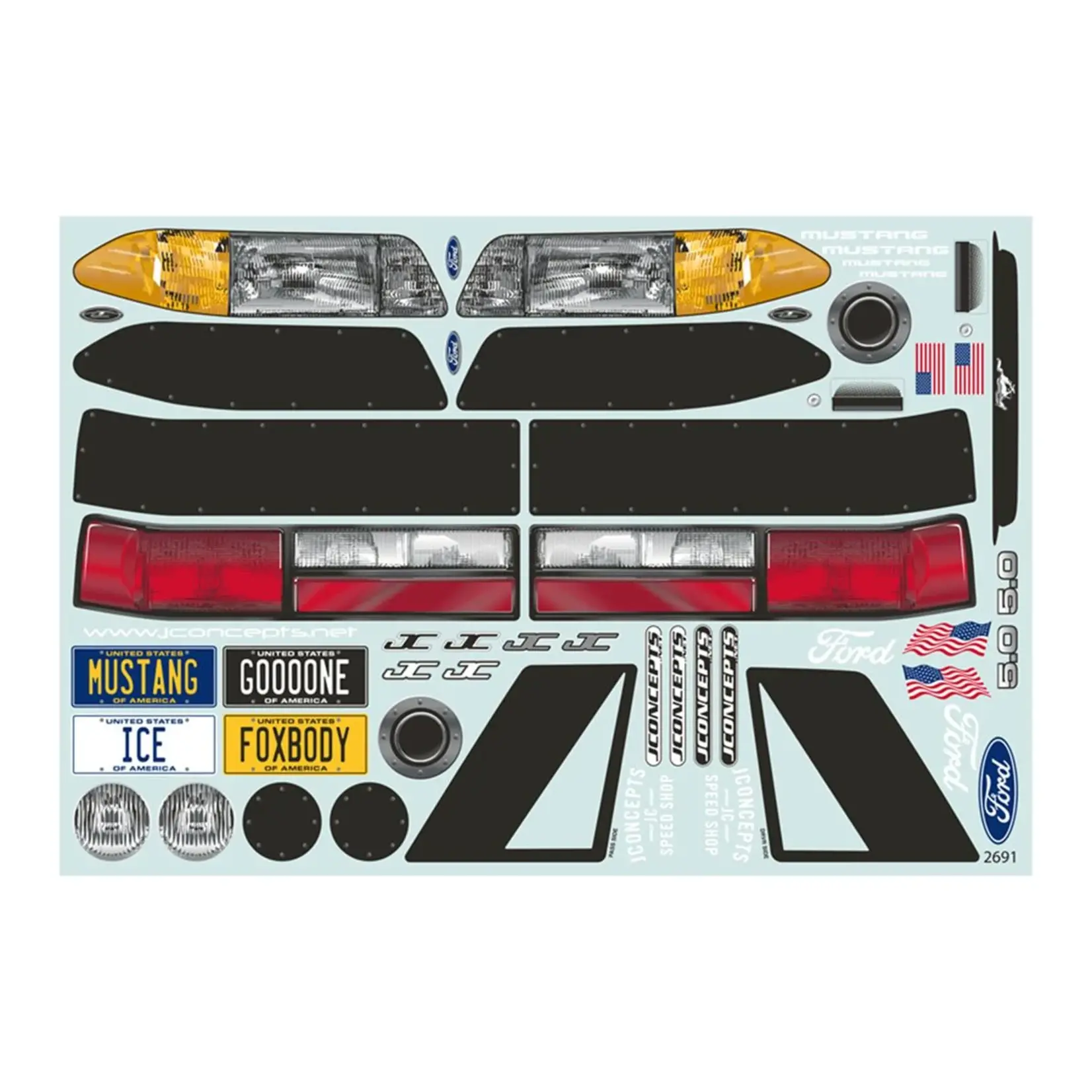 JConcepts #0362 JConcepts 1991 Ford Mustang Fox Street Eliminator Drag Racing Body (Clear)