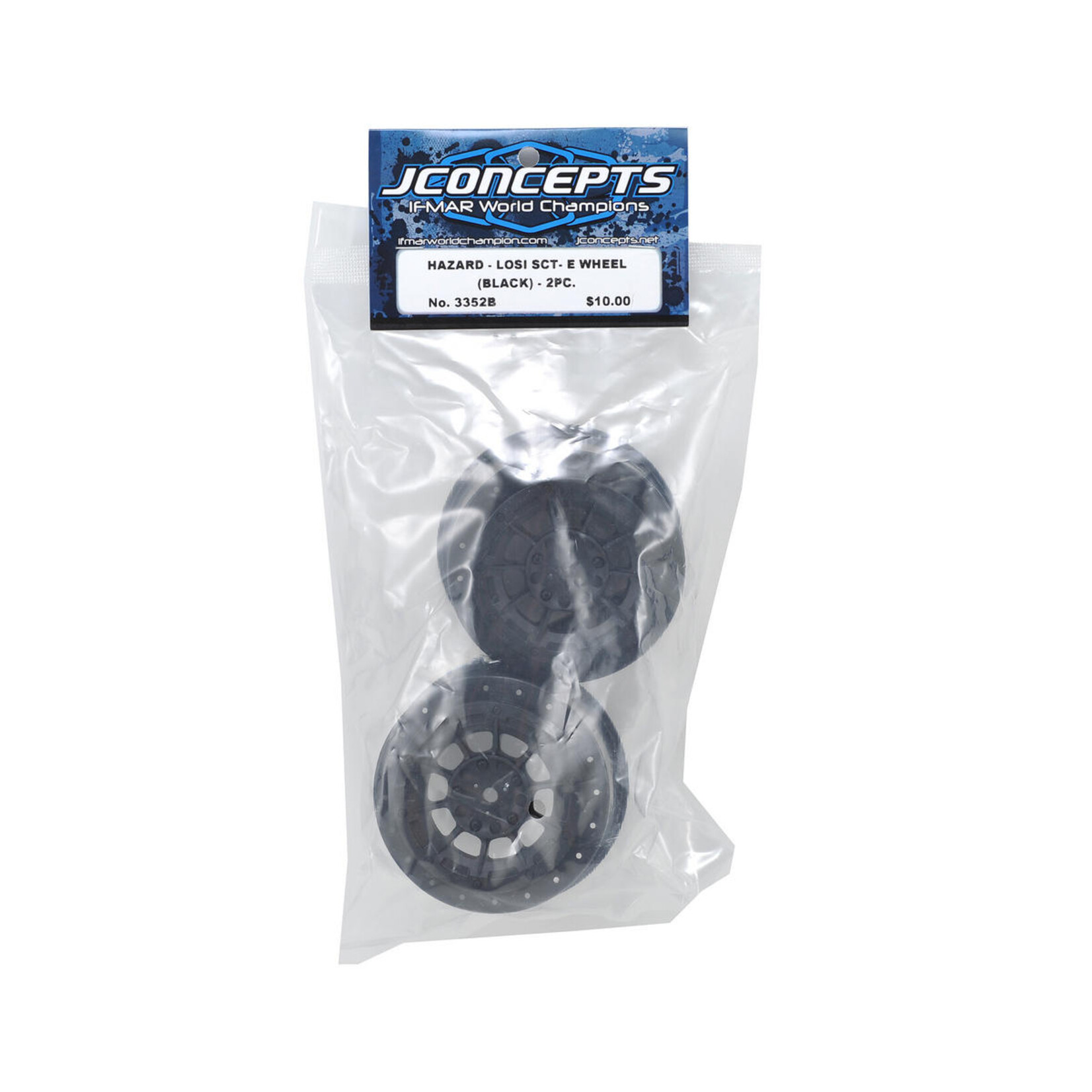 JConcepts #3352B JConcepts 12mm Hex Hazard Short Course Wheels (Black) (2) (TEN-SCTE)