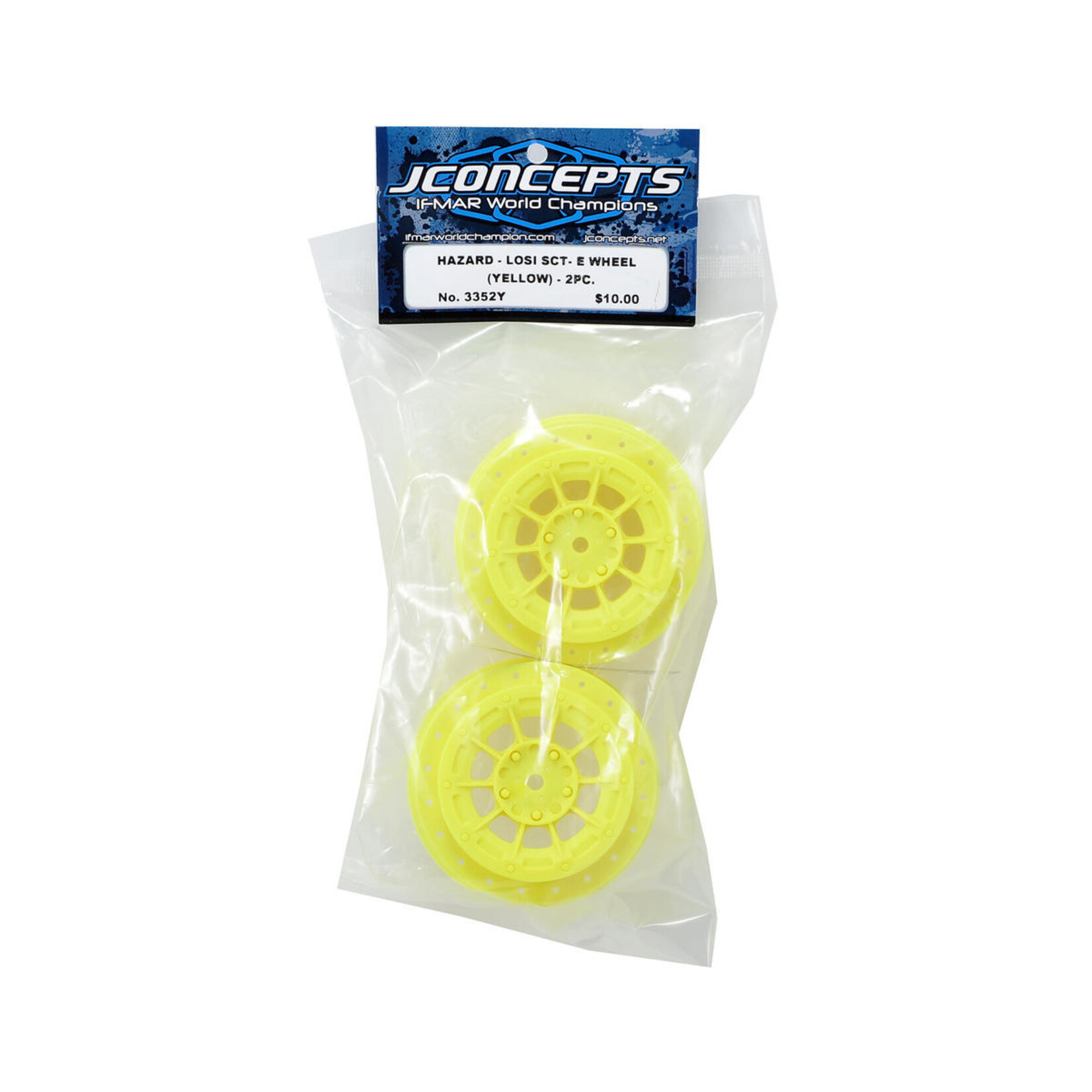 JConcepts #3352Y JConcepts 12mm Hex Hazard Short Course Wheels (Yellow) (2) (TEN-SCTE)