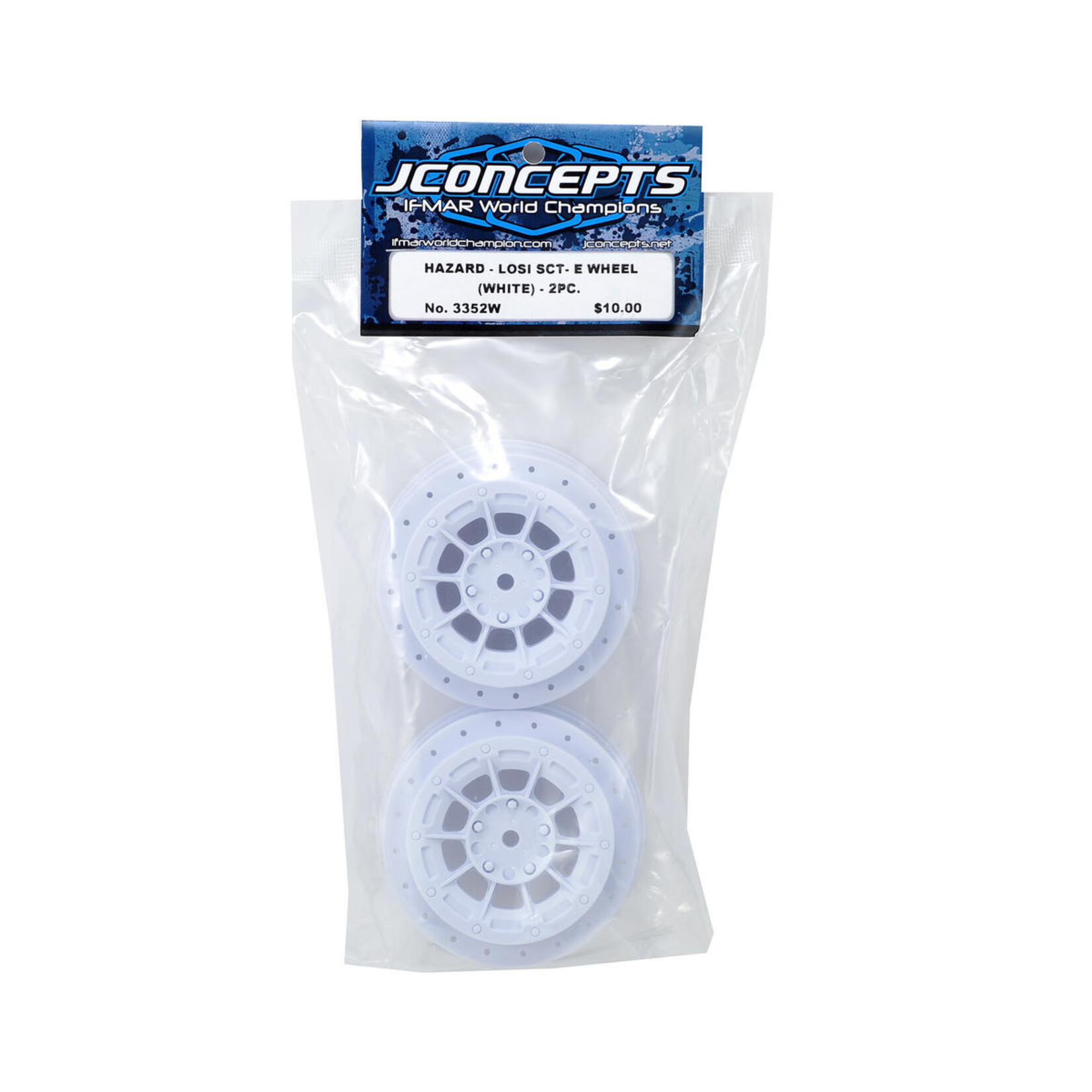 JConcepts #3352W JConcepts 12mm Hex Hazard Short Course Wheels (White) (2) (TEN-SCTE)