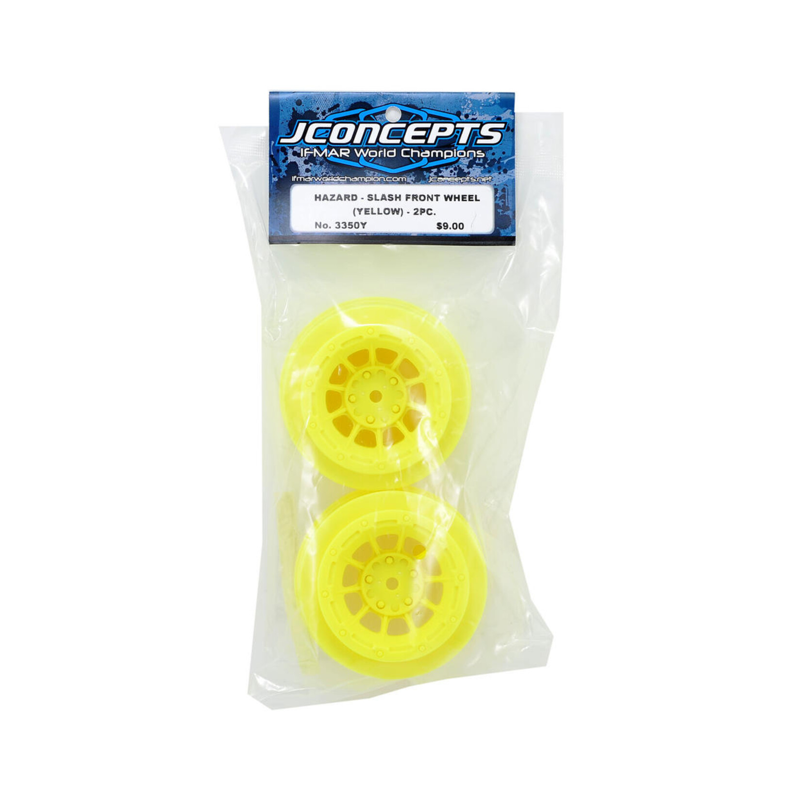 JConcepts #3350Y JConcepts 12mm Hex Hazard Short Course Wheels (Yellow) (2) (Slash Front)