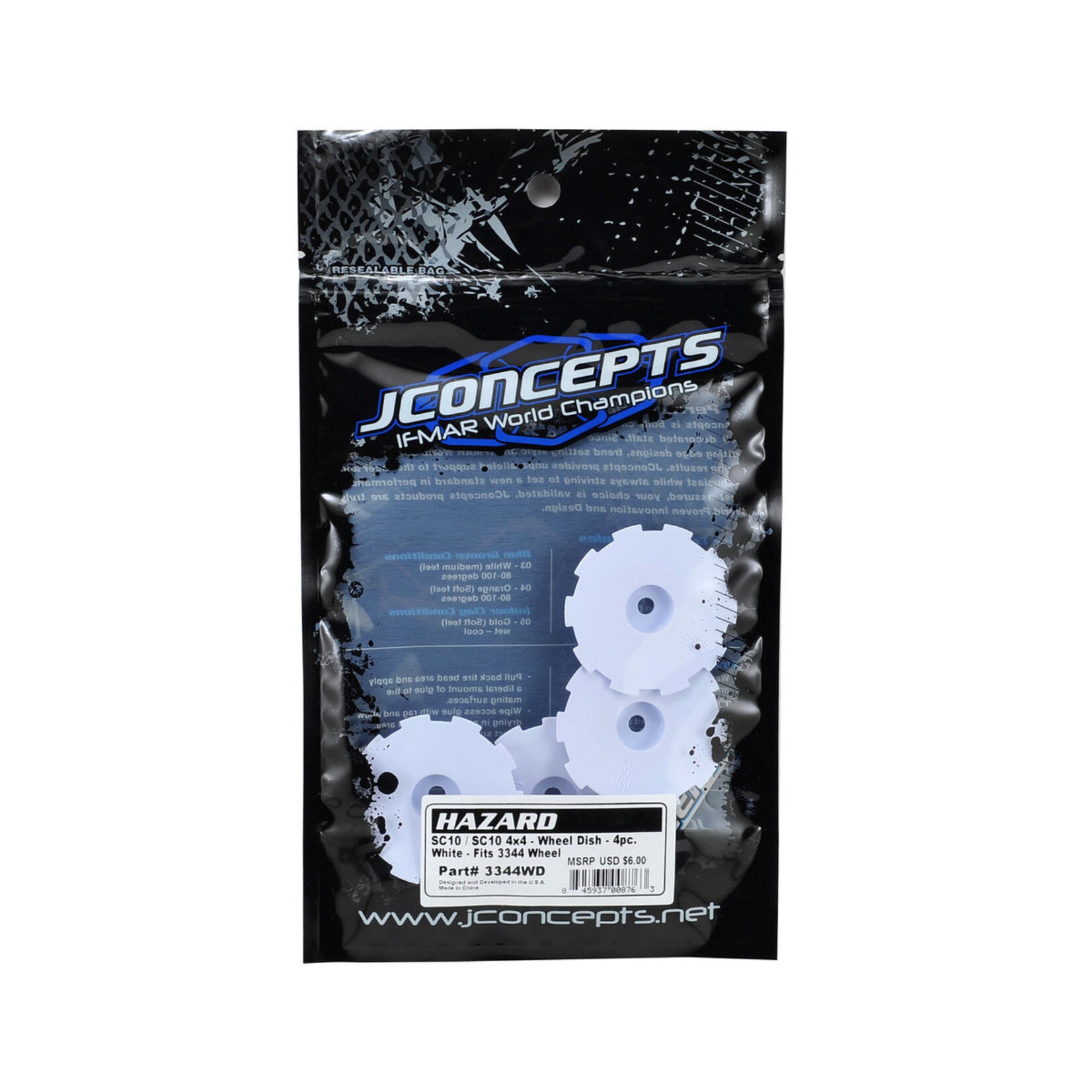 JConcepts #3344WD JConcepts Hazard Wheel Dish (White) (4) (SC5M)