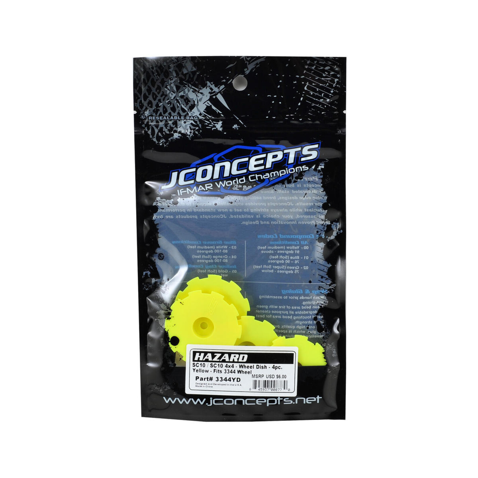 JConcepts #3344YD JConcepts Hazard Wheel Dish (Yellow) (4) (SC5M)