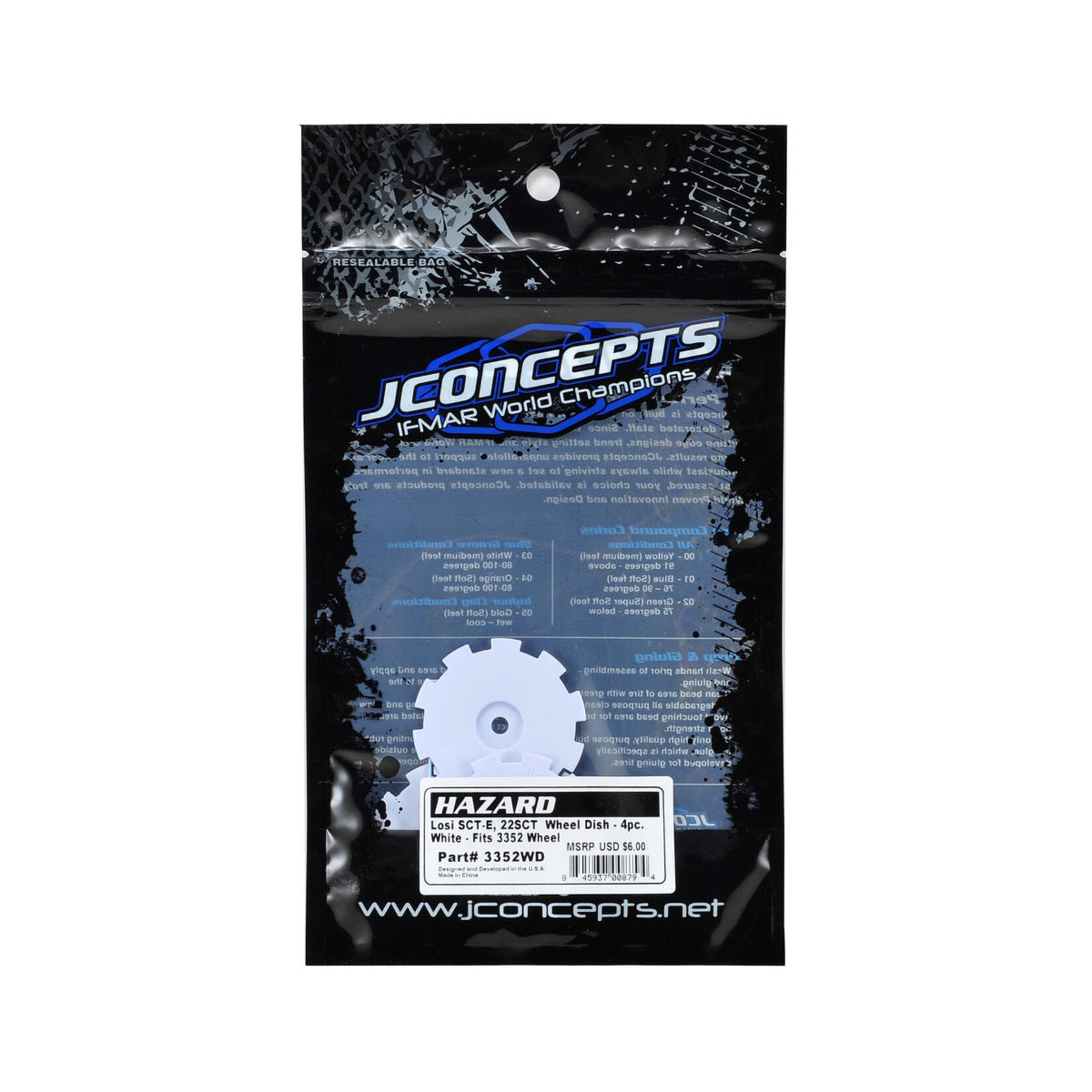 JConcepts #3352WD JConcepts Hazard Wheel Dish (White) (4) (TEN-SCTE)