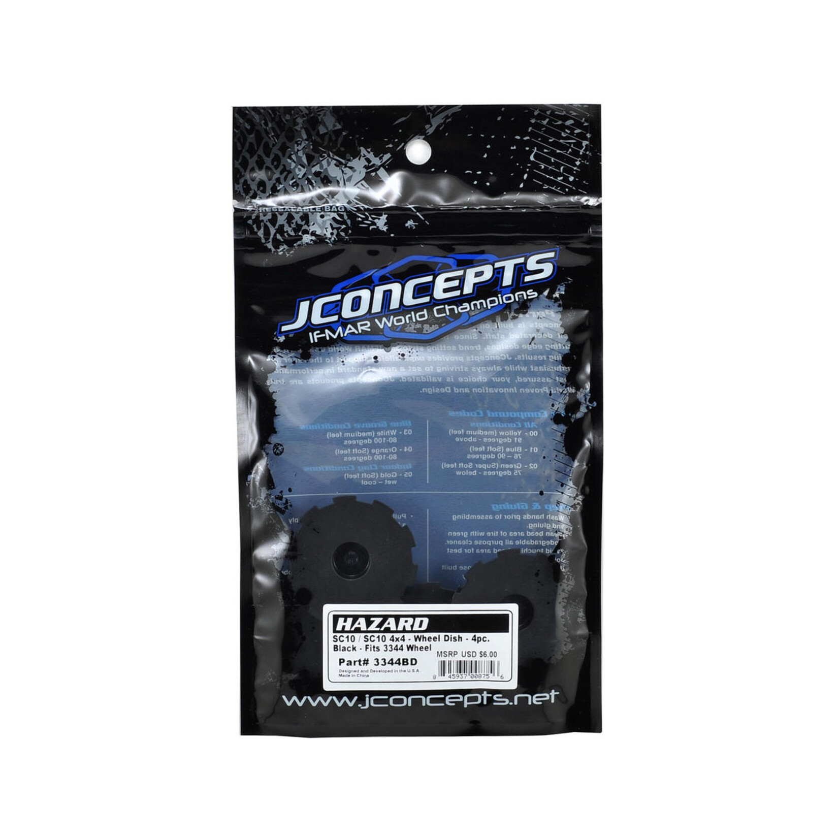 JConcepts #3352BD JConcepts Hazard Wheel Dish (Black) (4) (TEN-SCTE)