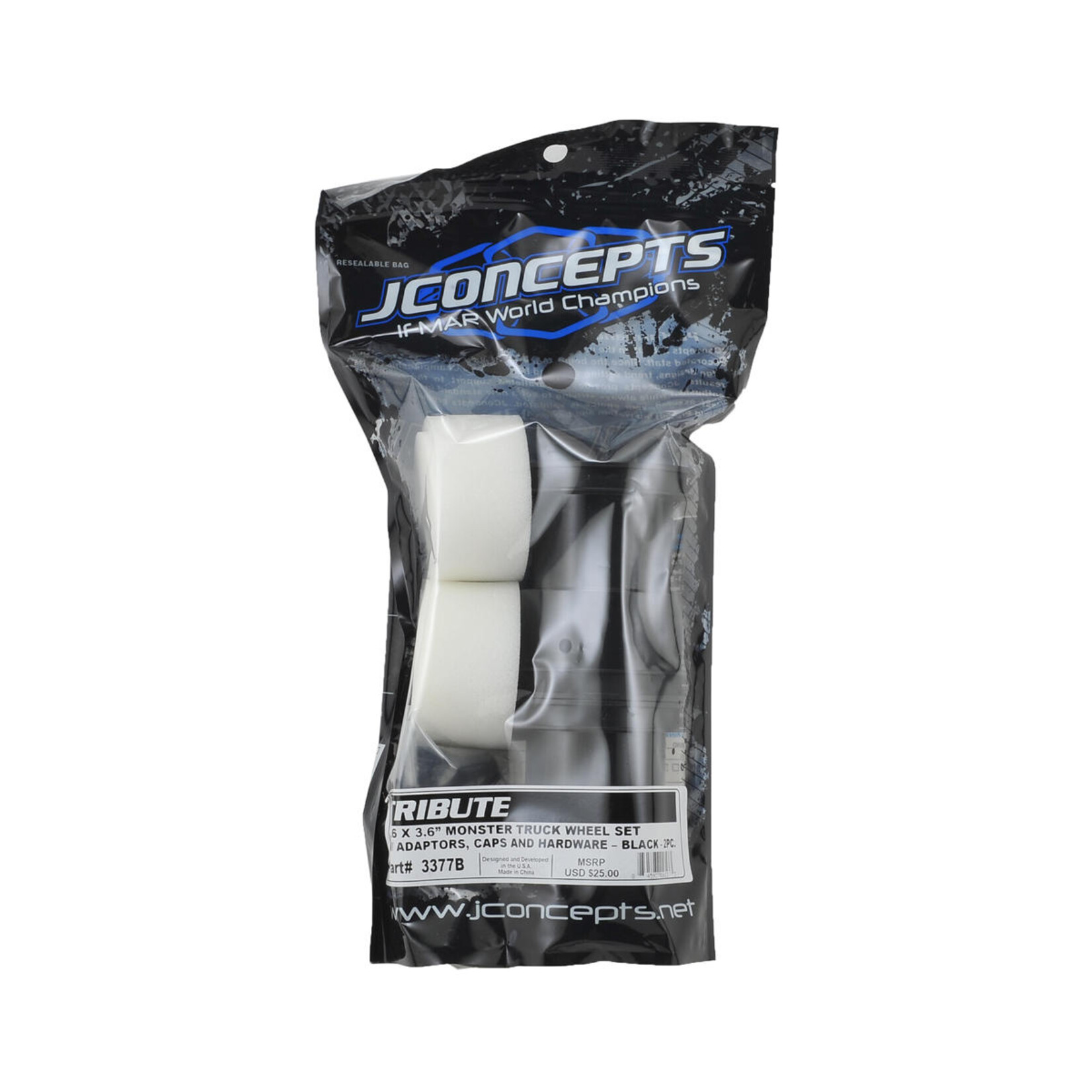 JConcepts #3377B JConcepts Tribute 2.6x3.6" Monster Truck Wheel (Black) (2)