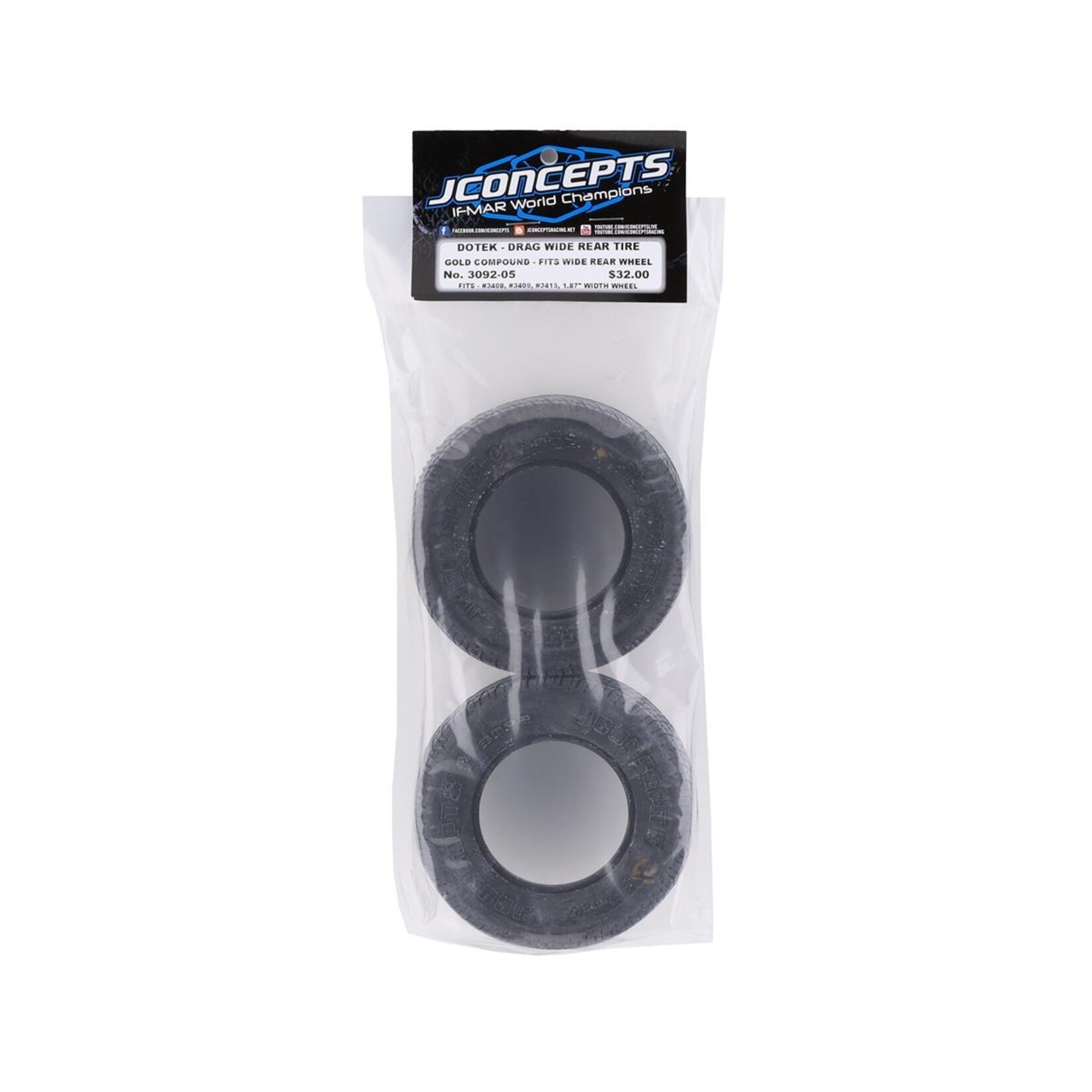 JConcepts #3092-05 JConcepts Dotek Street Eliminator SCT Drag Racing Rear Tires (2) (Gold)