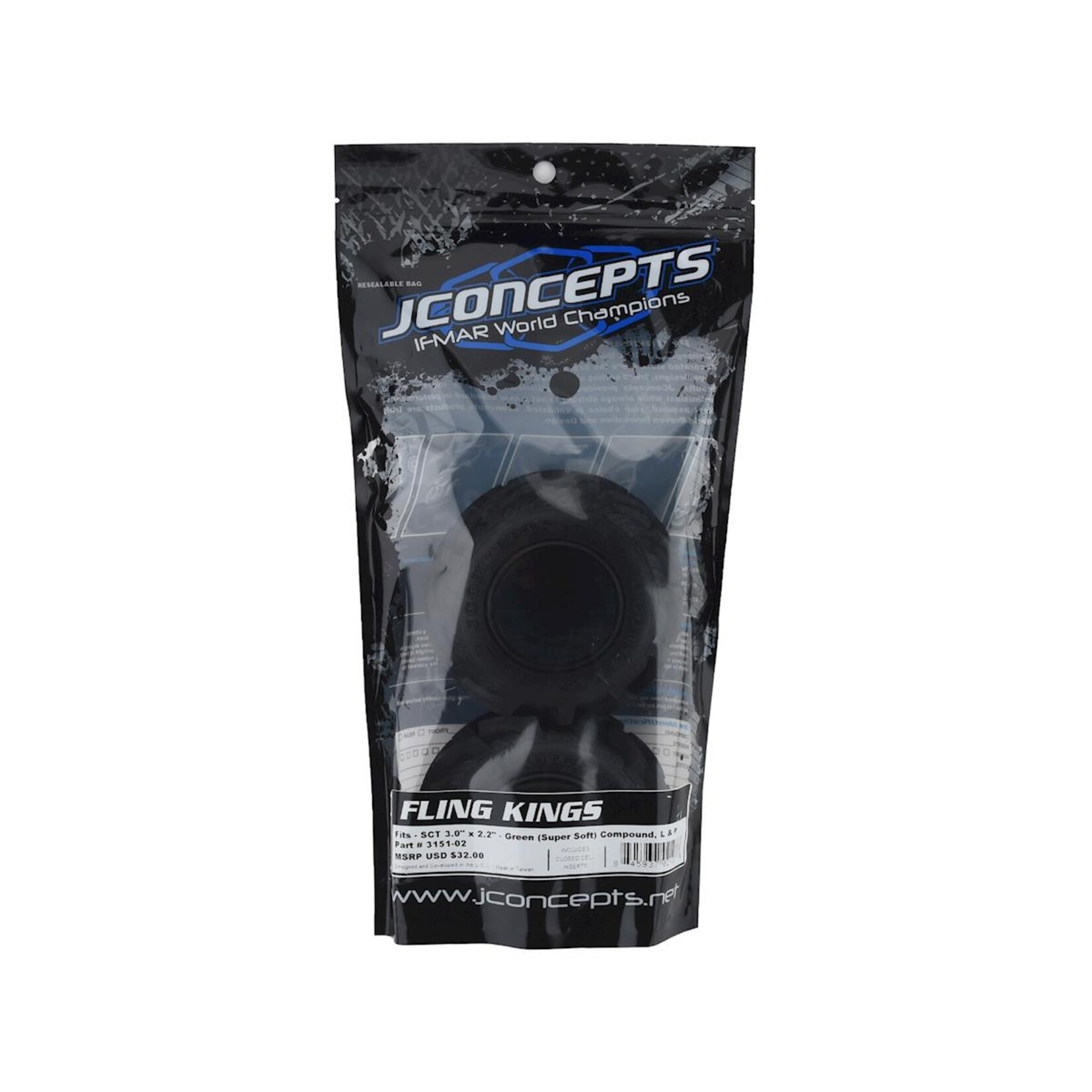 JConcepts #3151-02 JConcepts Fling King Short Course Tires (2) (Green)