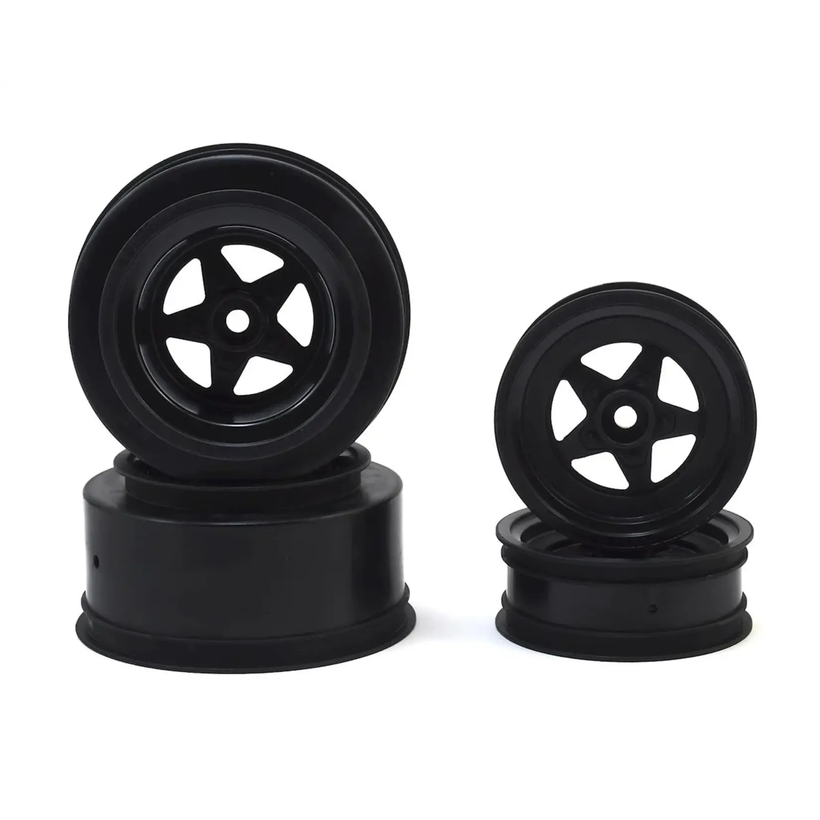 JConcepts #3387B JConcepts Startec Street Eliminator Drag Racing Wheels (Black) w/12mm Hex (2x Rear SCT Wheels & 2x Front Buggy Wheels)