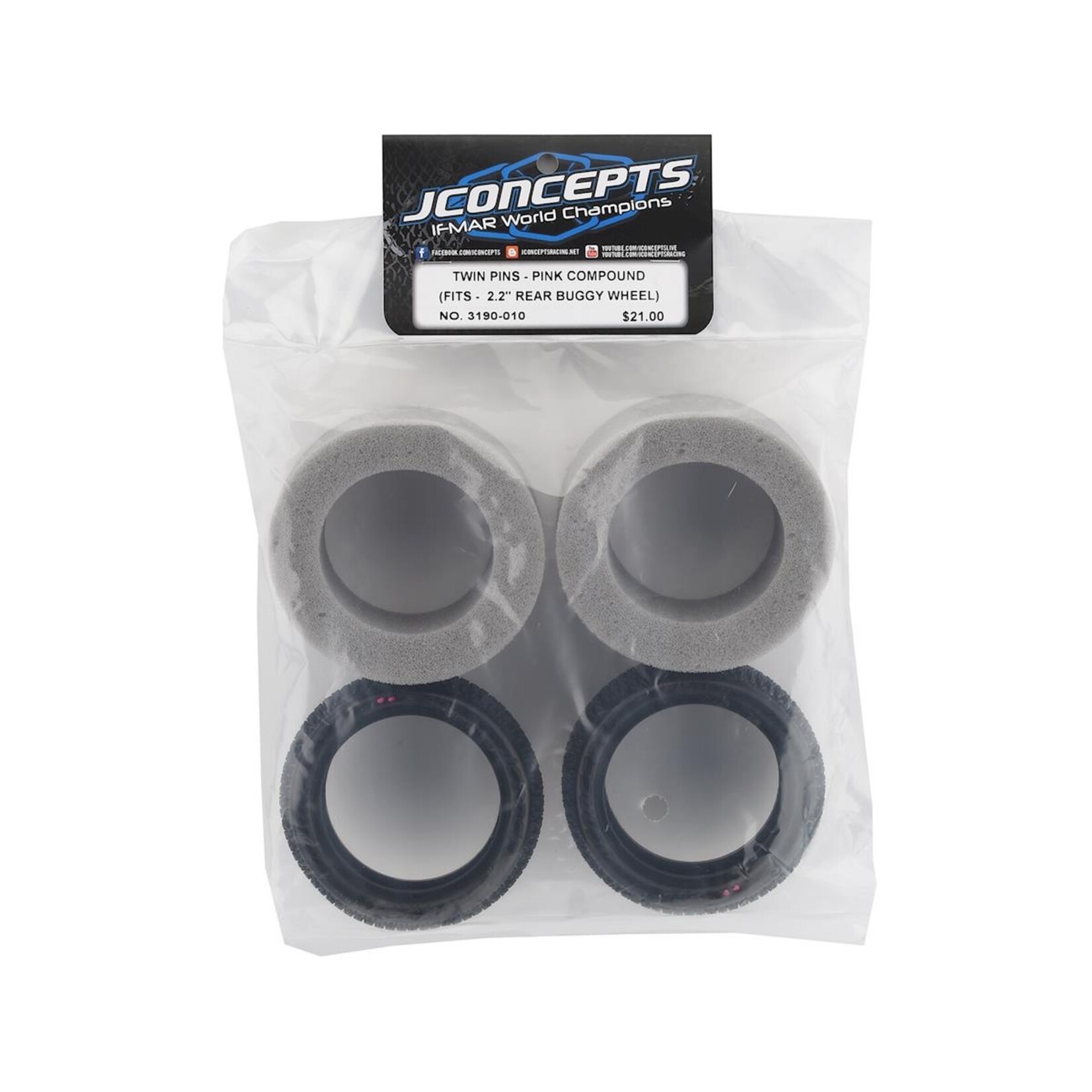 JConcepts #3190-010 JConcepts Twin Pins Carpet 2.2" Rear Buggy Tires (2) (Pink)