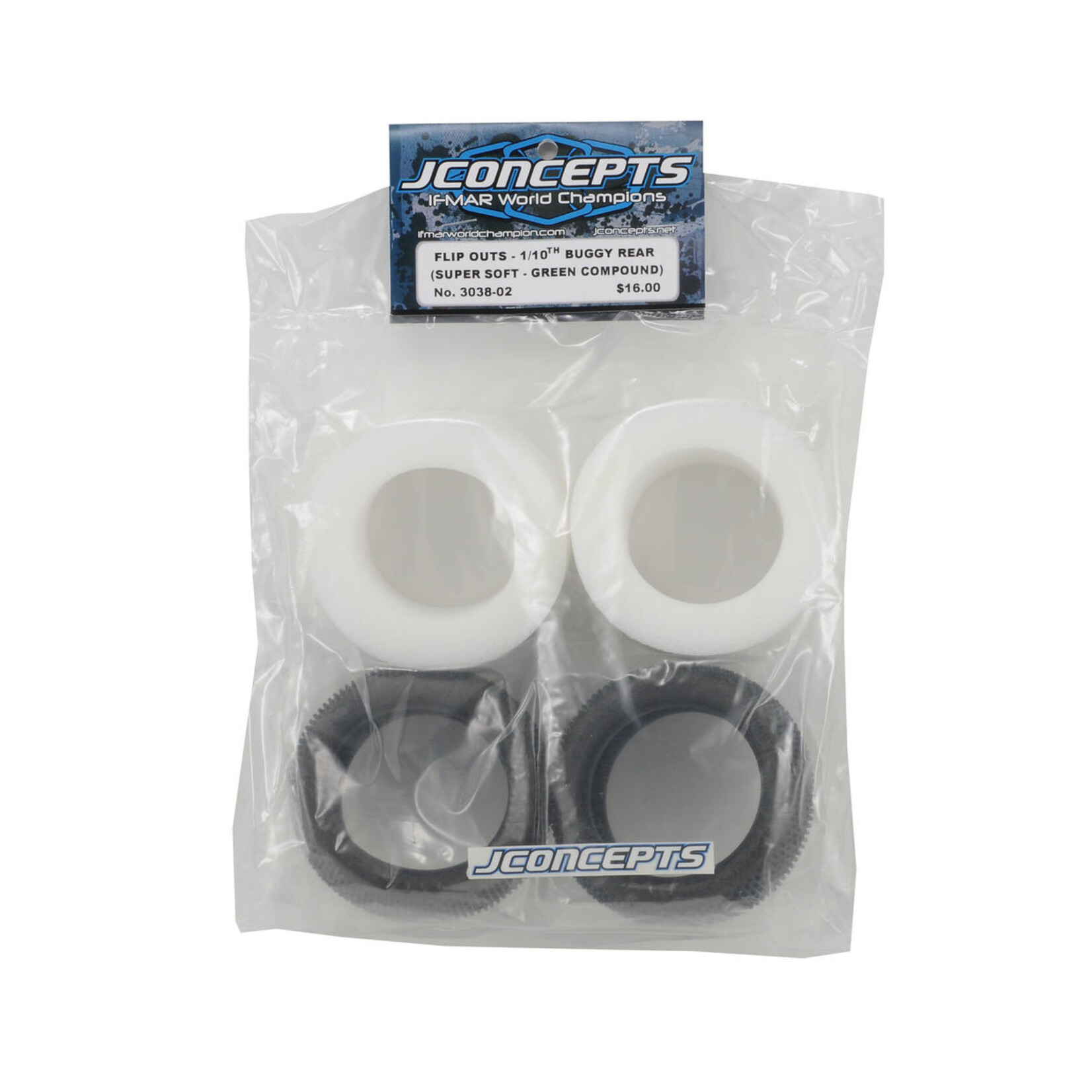 JConcepts #3038-02 JConcepts Flip Outs 2.2" 1/10 Rear Buggy Tires (2) (Green)