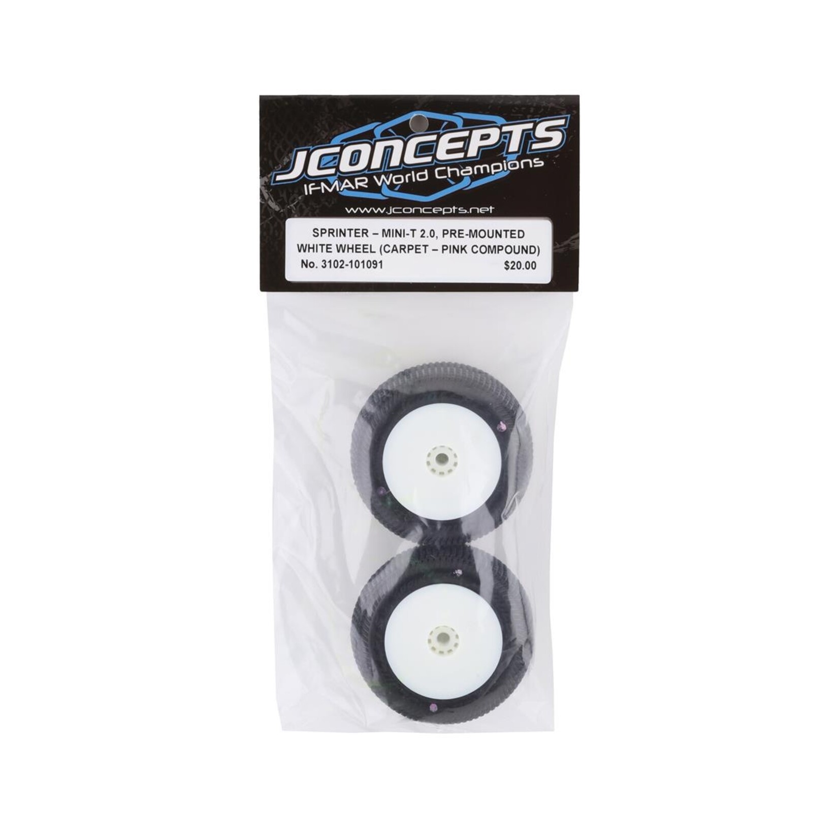 JConcepts #3102-1291 JConcepts Mini-T 2.0 Sprinter Pre-Mounted Rear Tires (White) (2) (Green)
