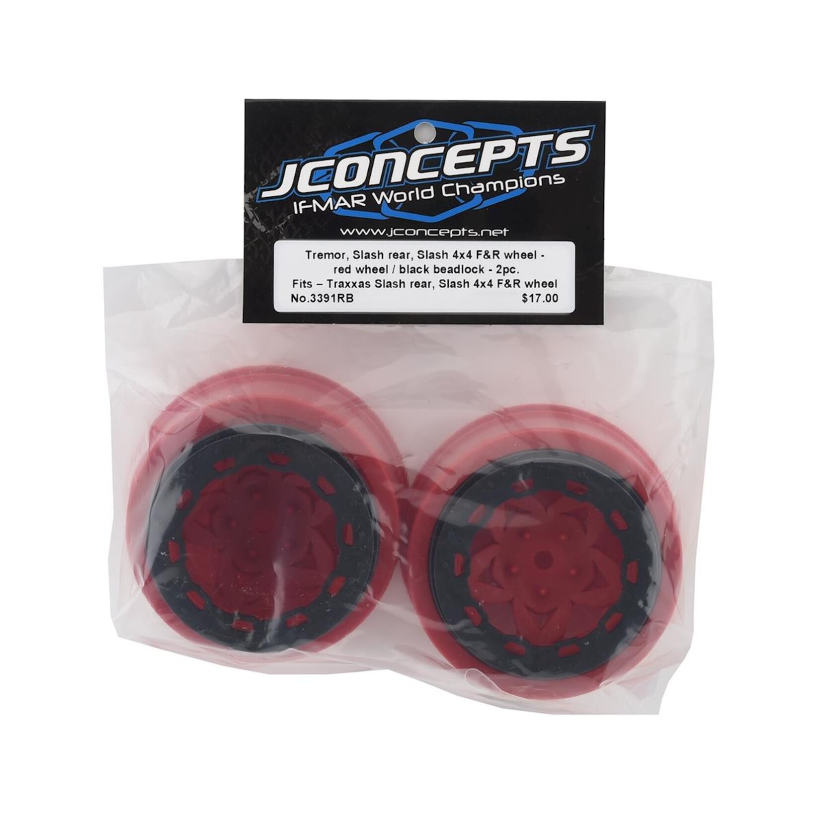 JConcepts #3391RB JConcepts Tremor Short Course Wheels (Red) (2) (Slash Rear) w/12mm Hex